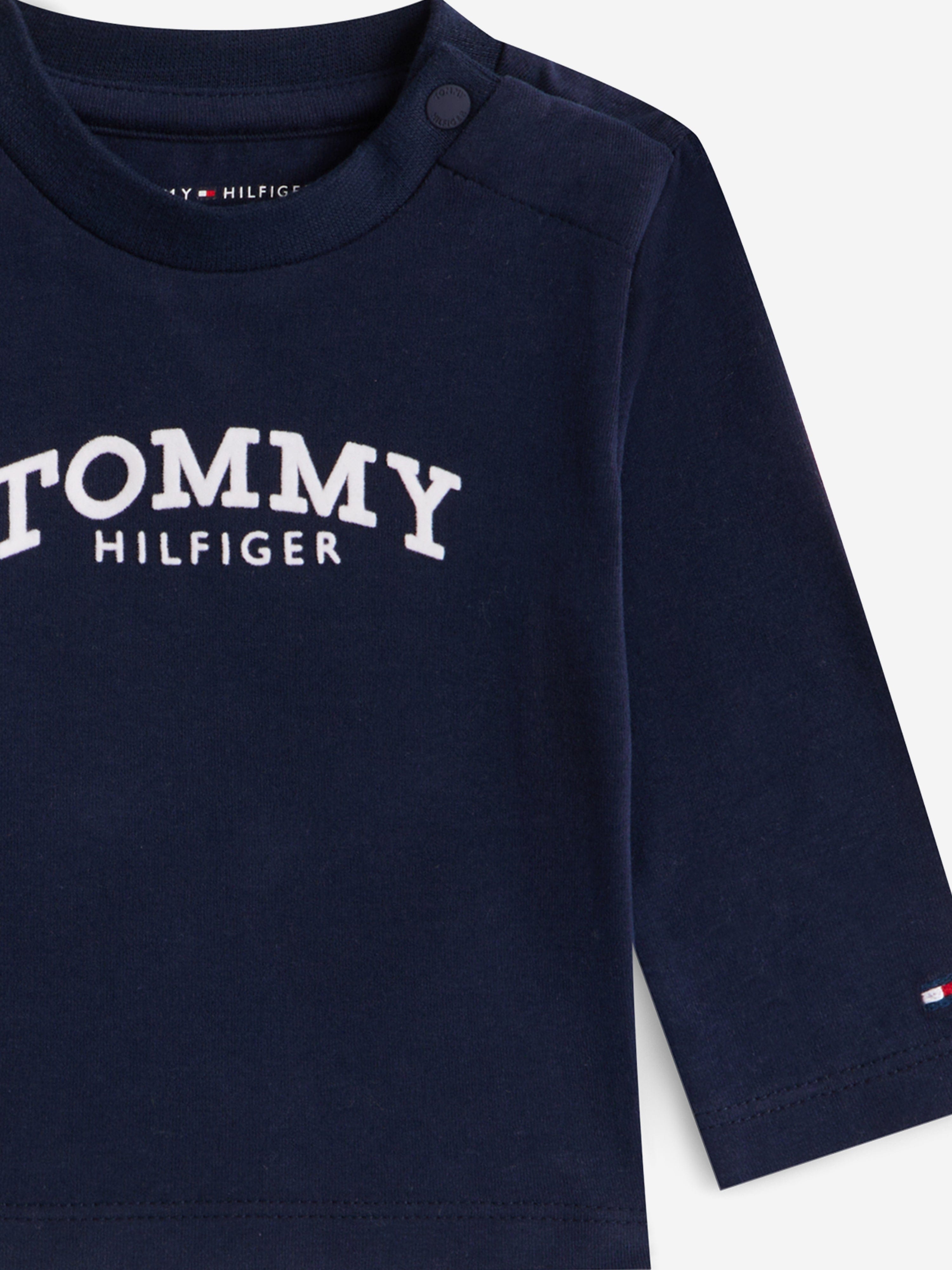 Tommy Hilfiger Baby Boys Monotype Logo Long Sleeve T-Shirt in Navy