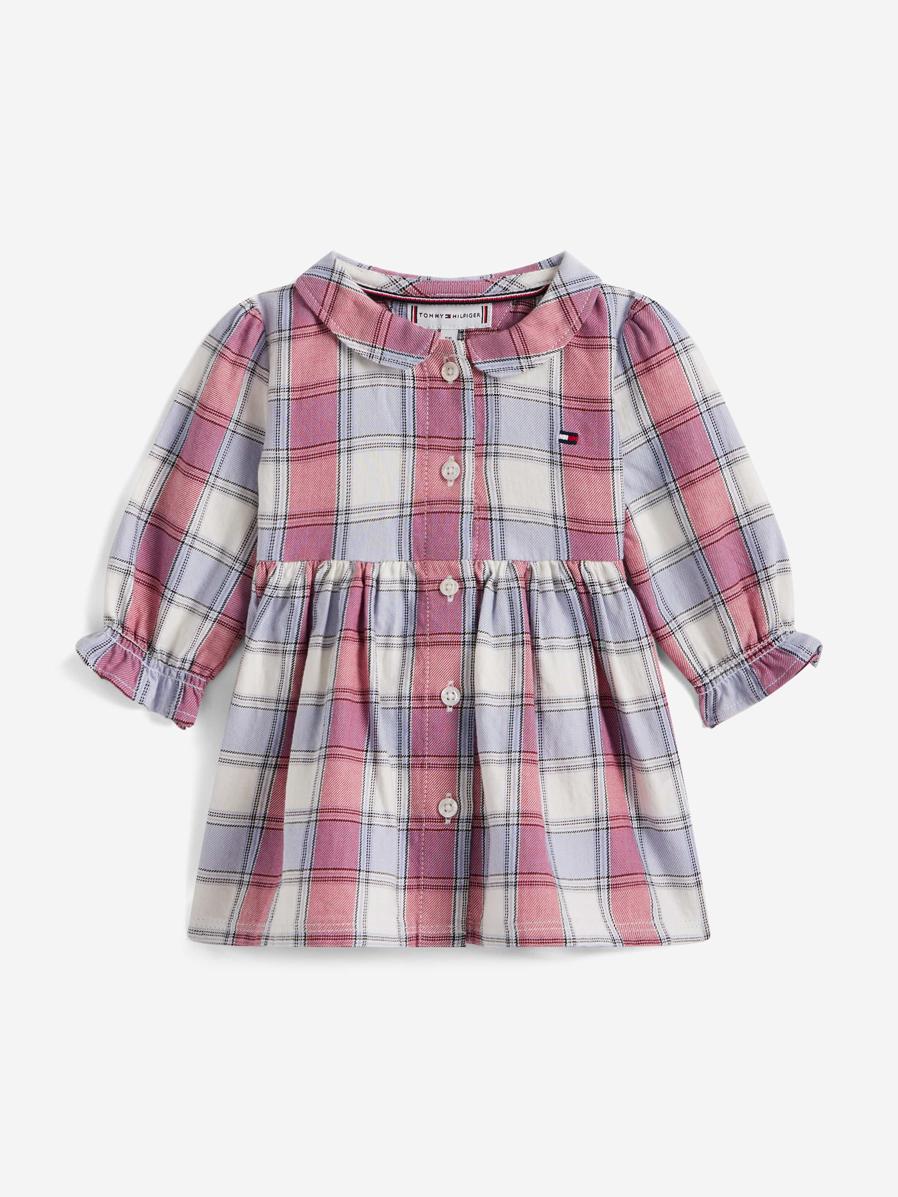 Tommy Hilfiger Baby Girls Checked Dress in Purple