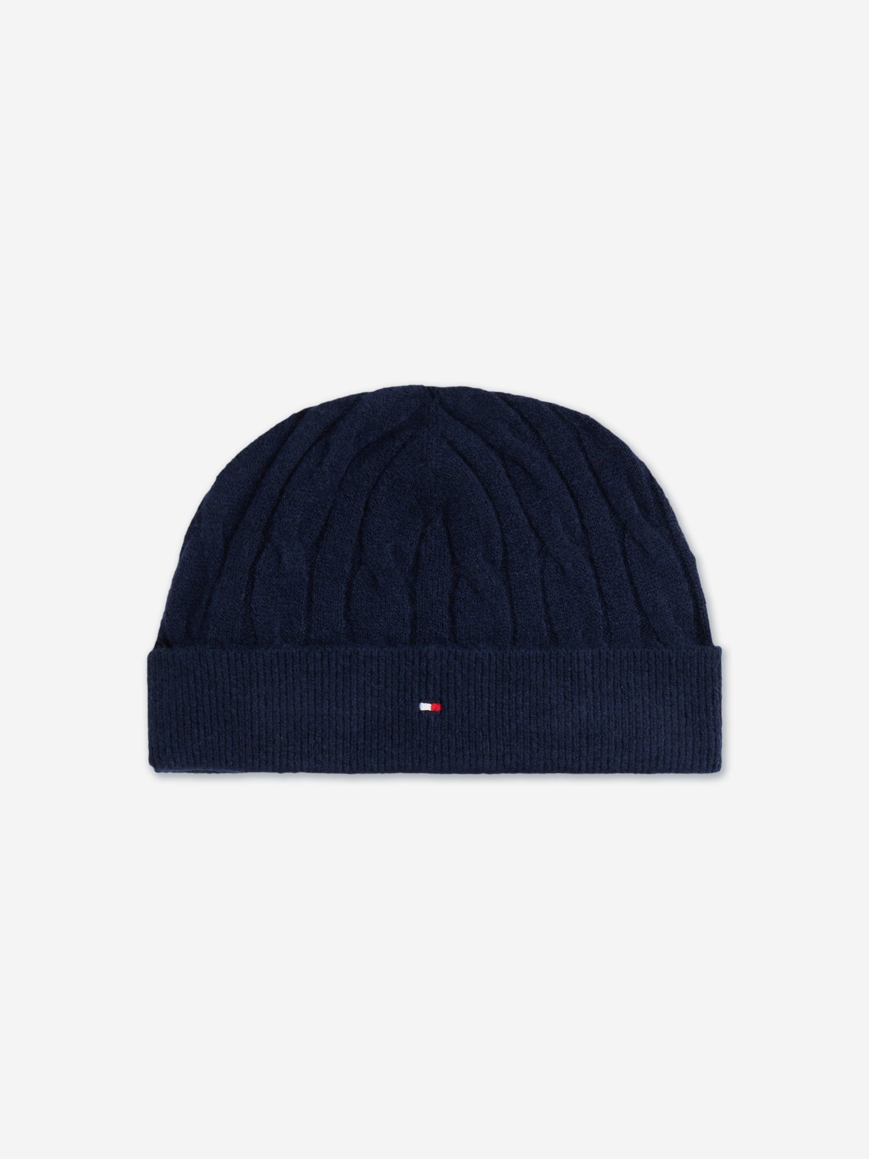 Tommy Hilfiger Baby Boys Cable Knit Beanie and Booties Set in Navy