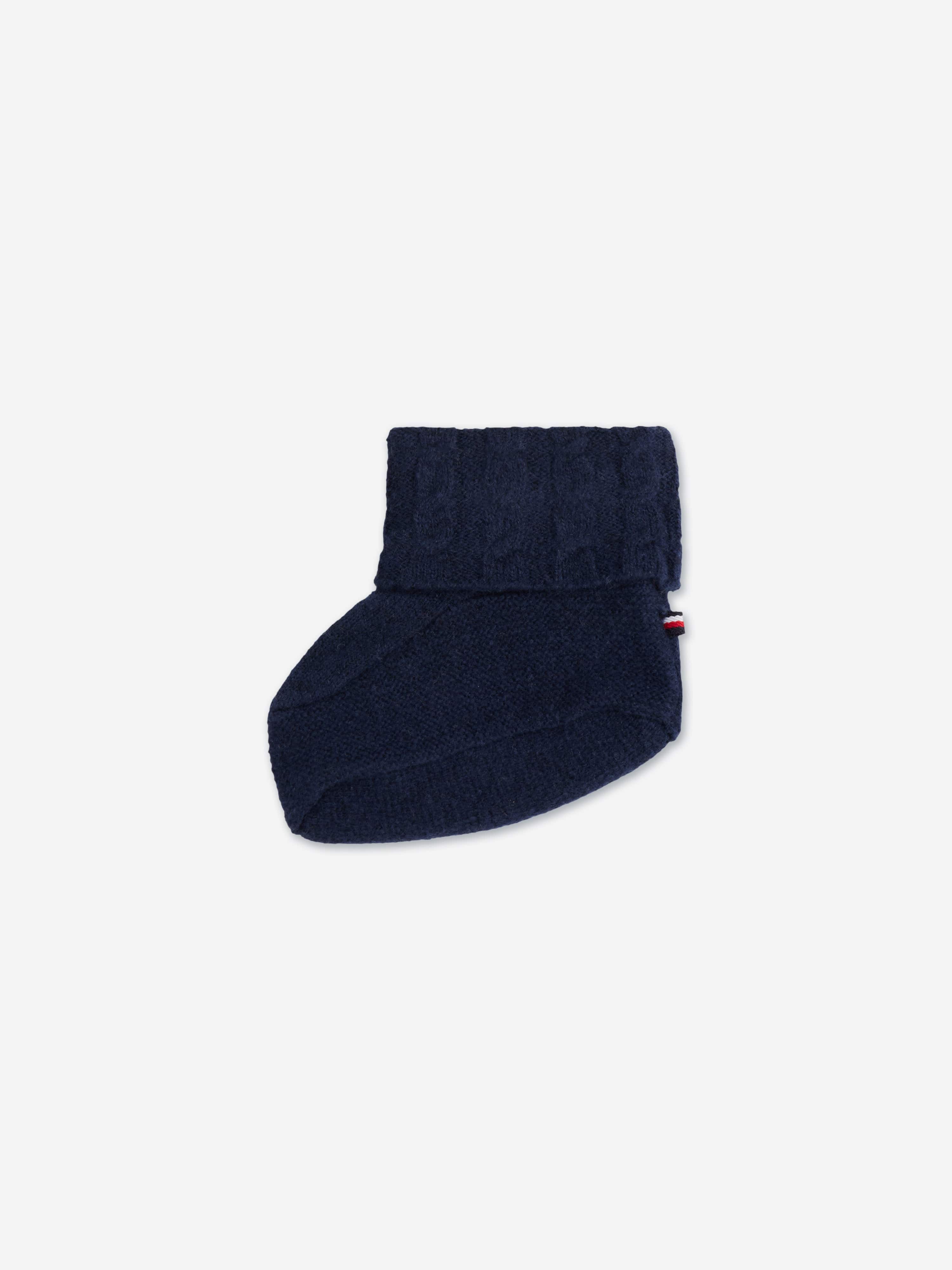 Tommy Hilfiger Baby Boys Cable Knit Beanie and Booties Set in Navy