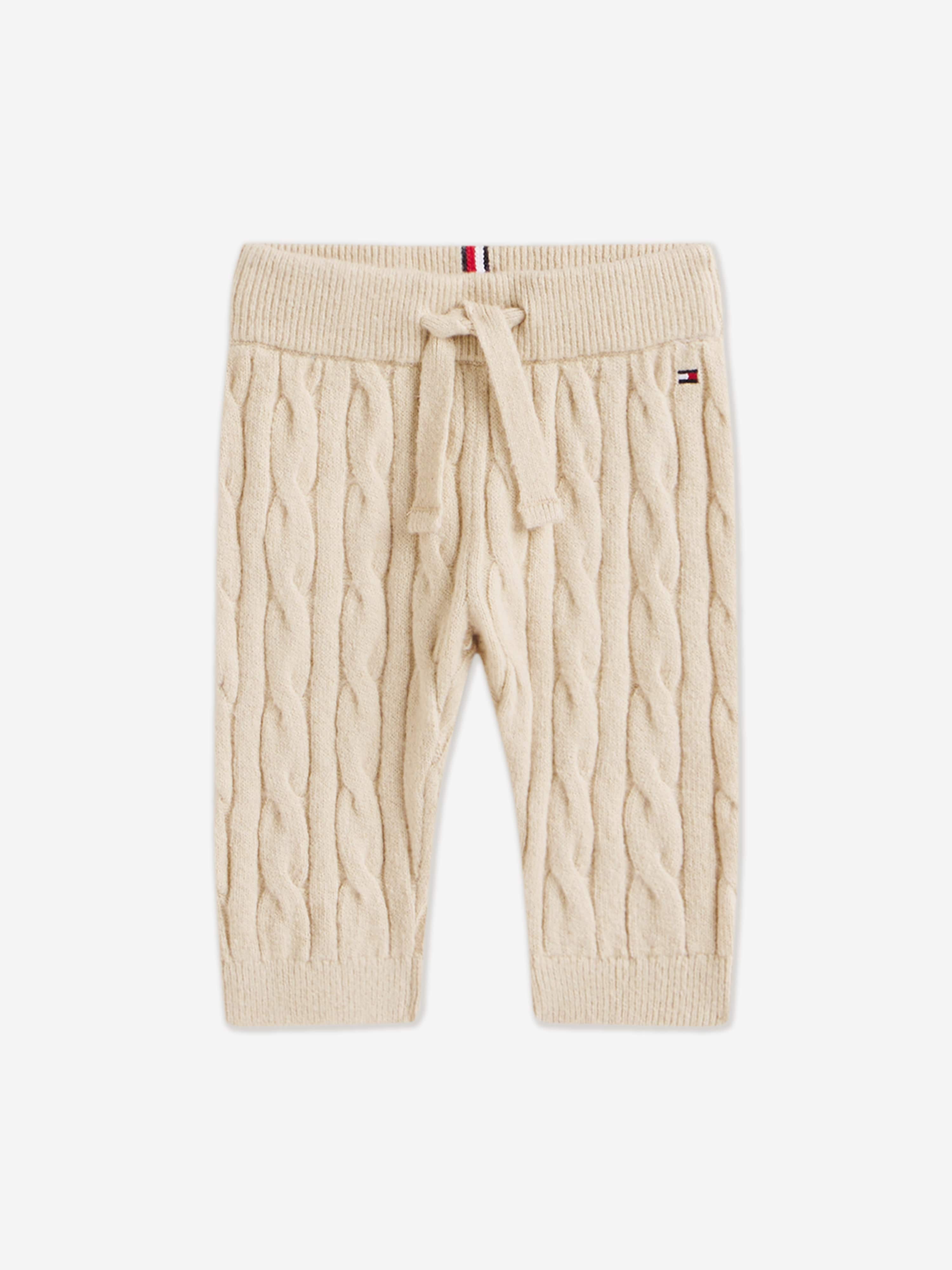 Tommy Hilfiger Baby Cable Knit Trouser Gift Set in Beige