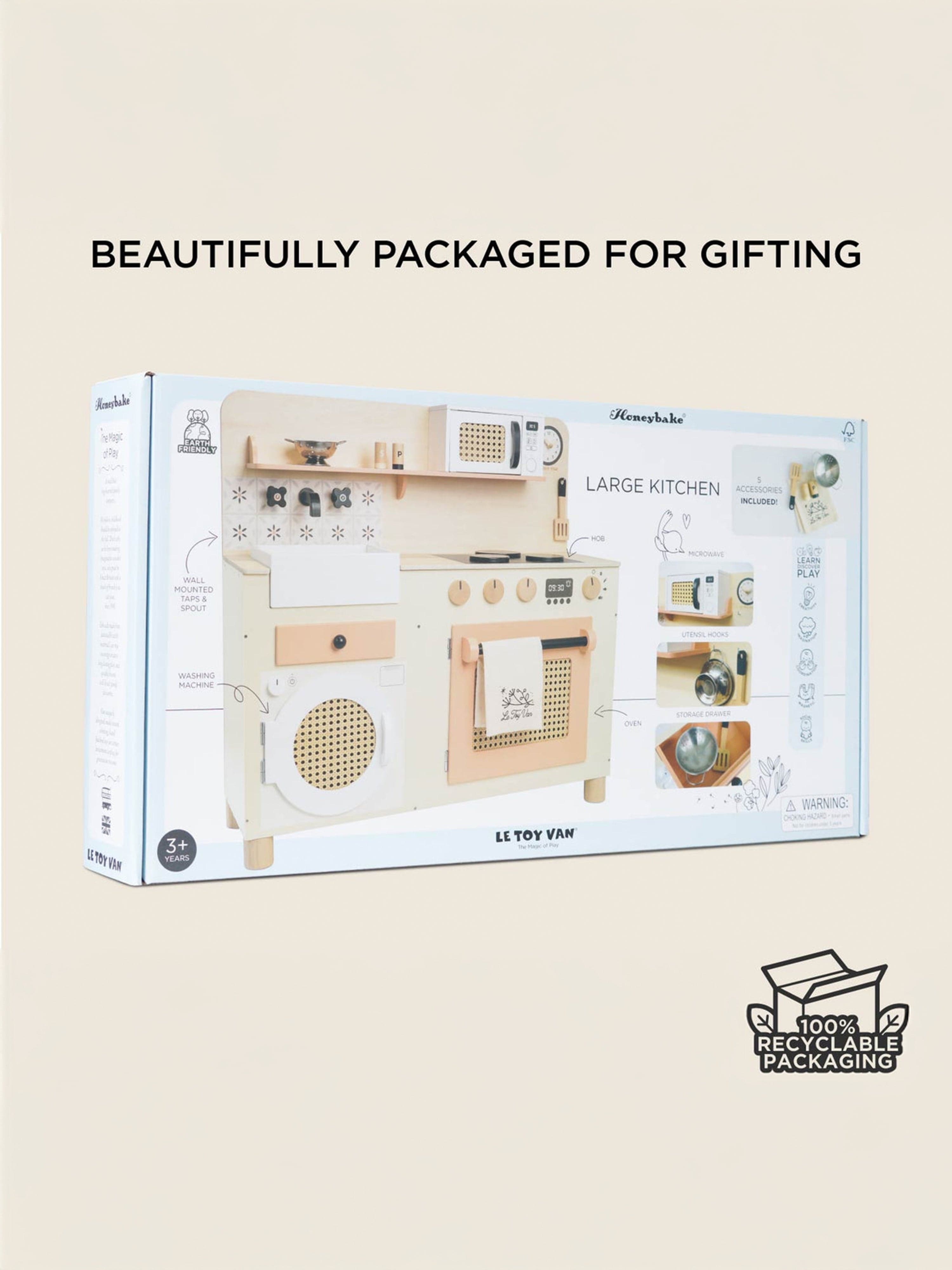 Le Toy Van Rattan Family Size Wooden Play Kitchen (W:84 x D:35 x H:81cm)