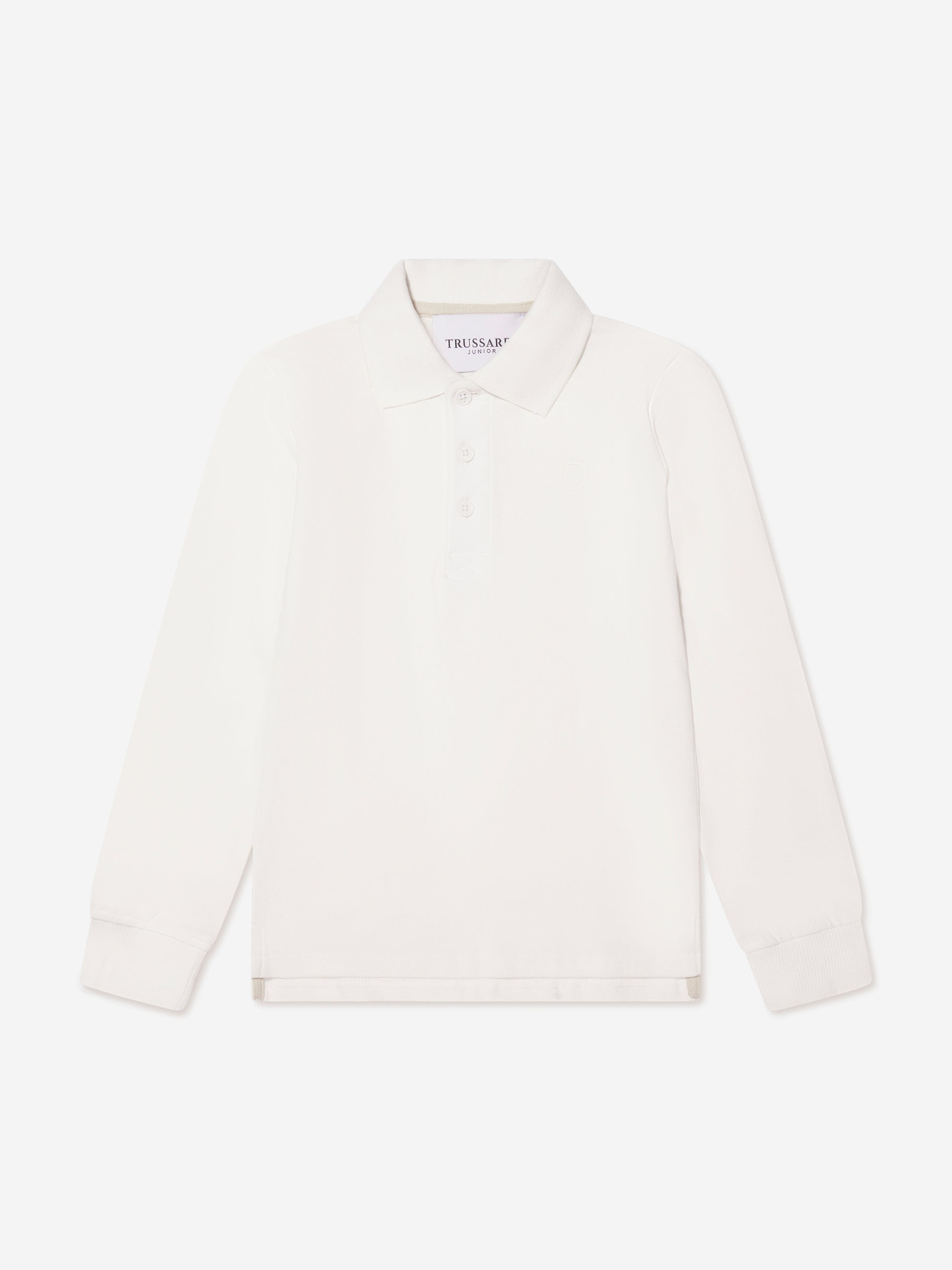 Trussardi Boys Mira Long Sleeve Polo Shirt in Ivory