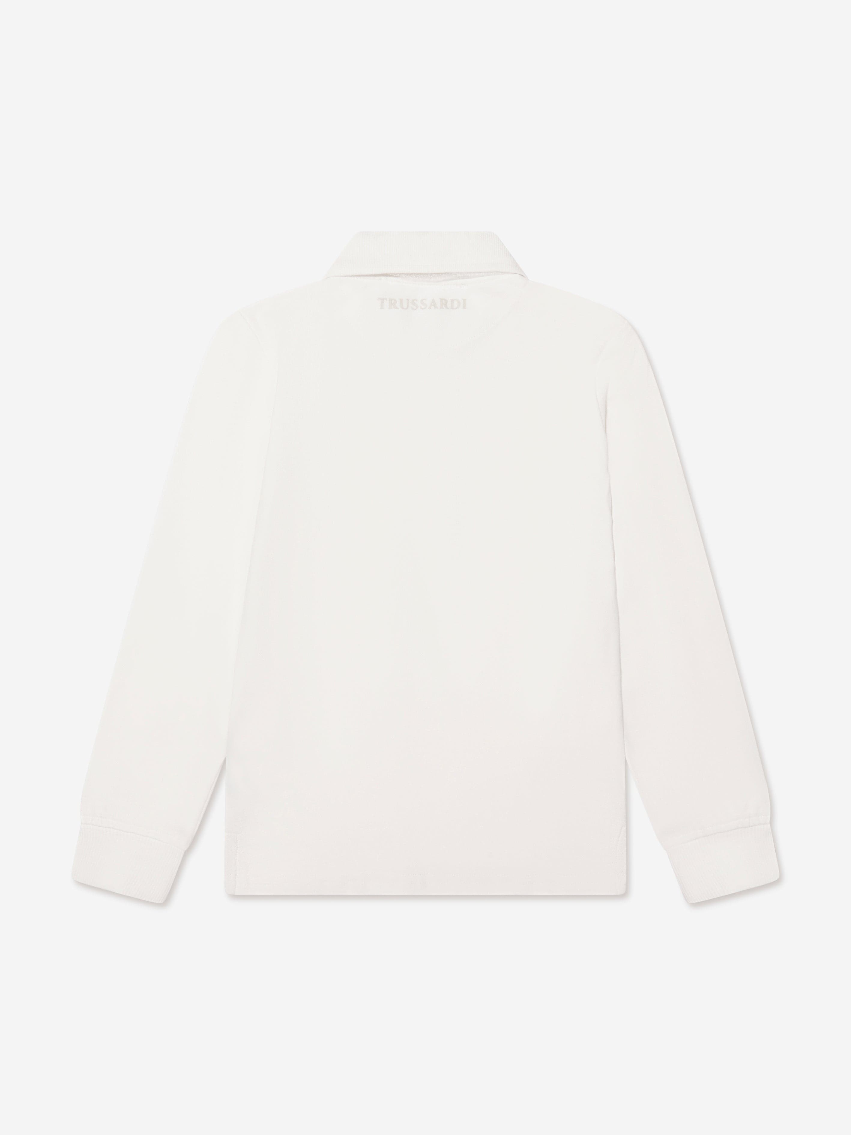 Trussardi Boys Mira Long Sleeve Polo Shirt in Ivory