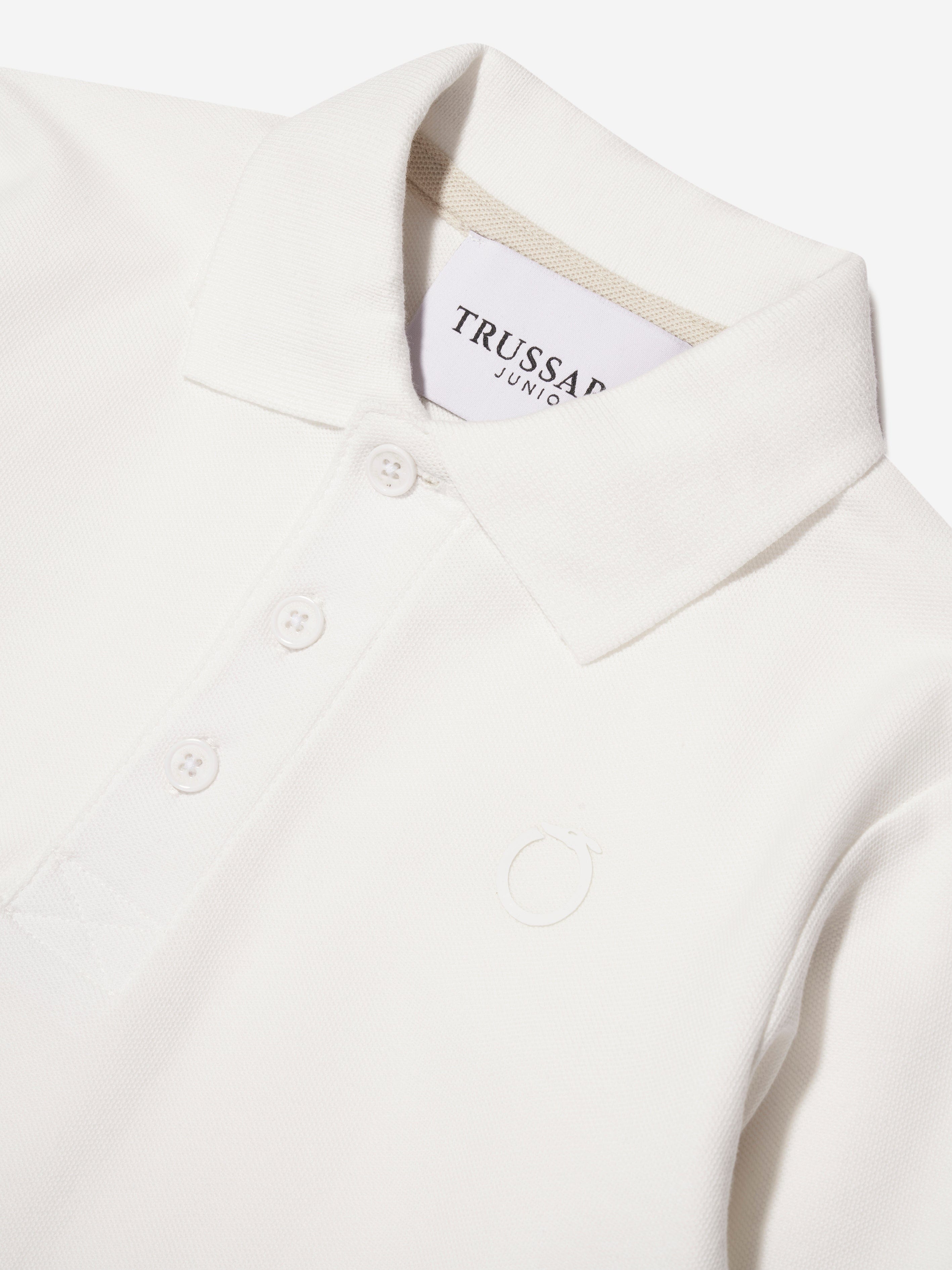 Trussardi Boys Mira Long Sleeve Polo Shirt in Ivory