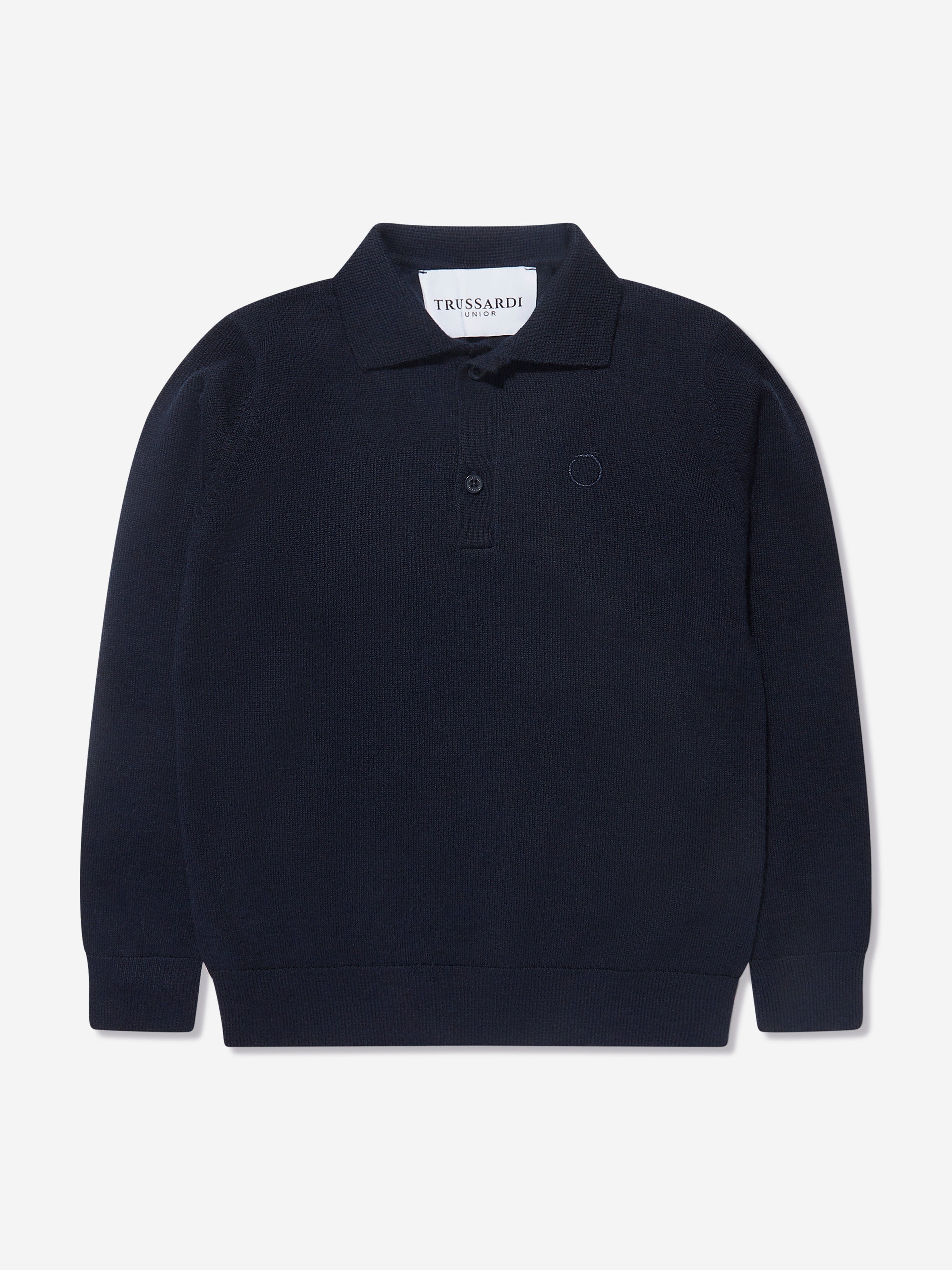 Trussardi Boys Sidus Long Sleeve Polo Shirt in Navy