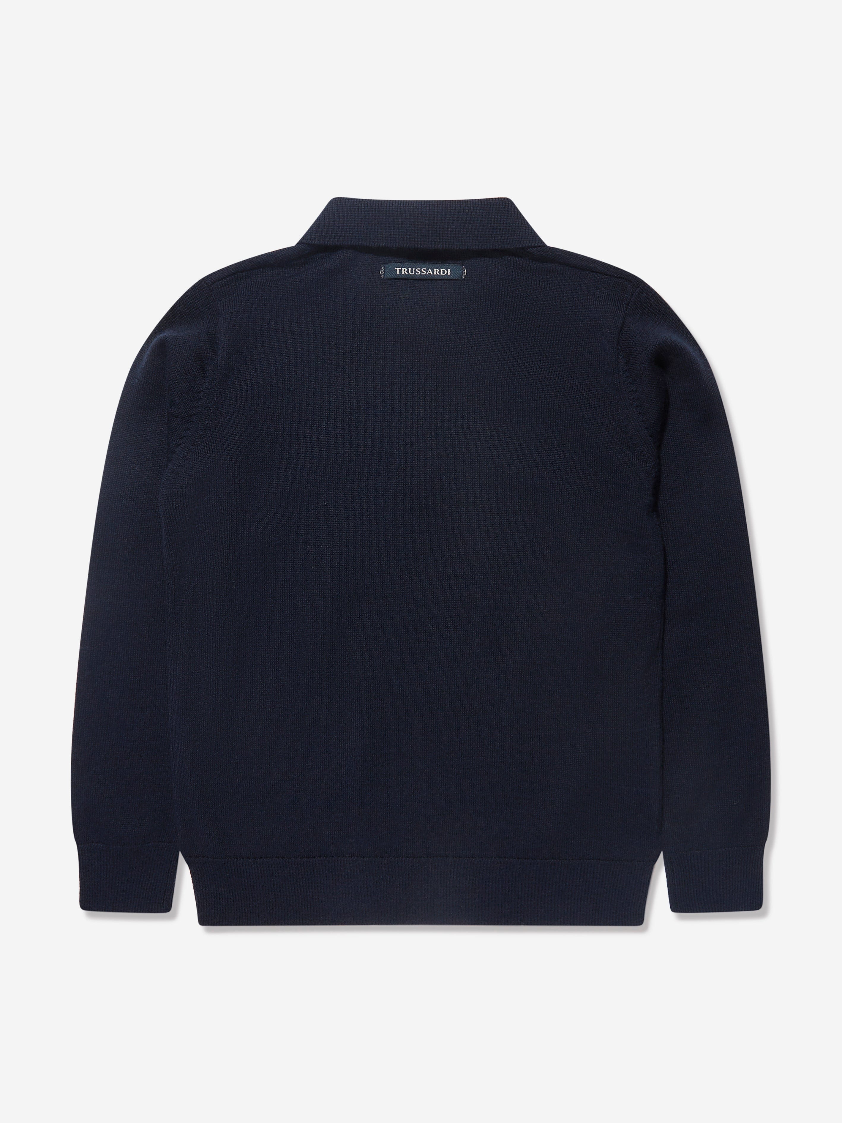 Trussardi Boys Sidus Long Sleeve Polo Shirt in Navy