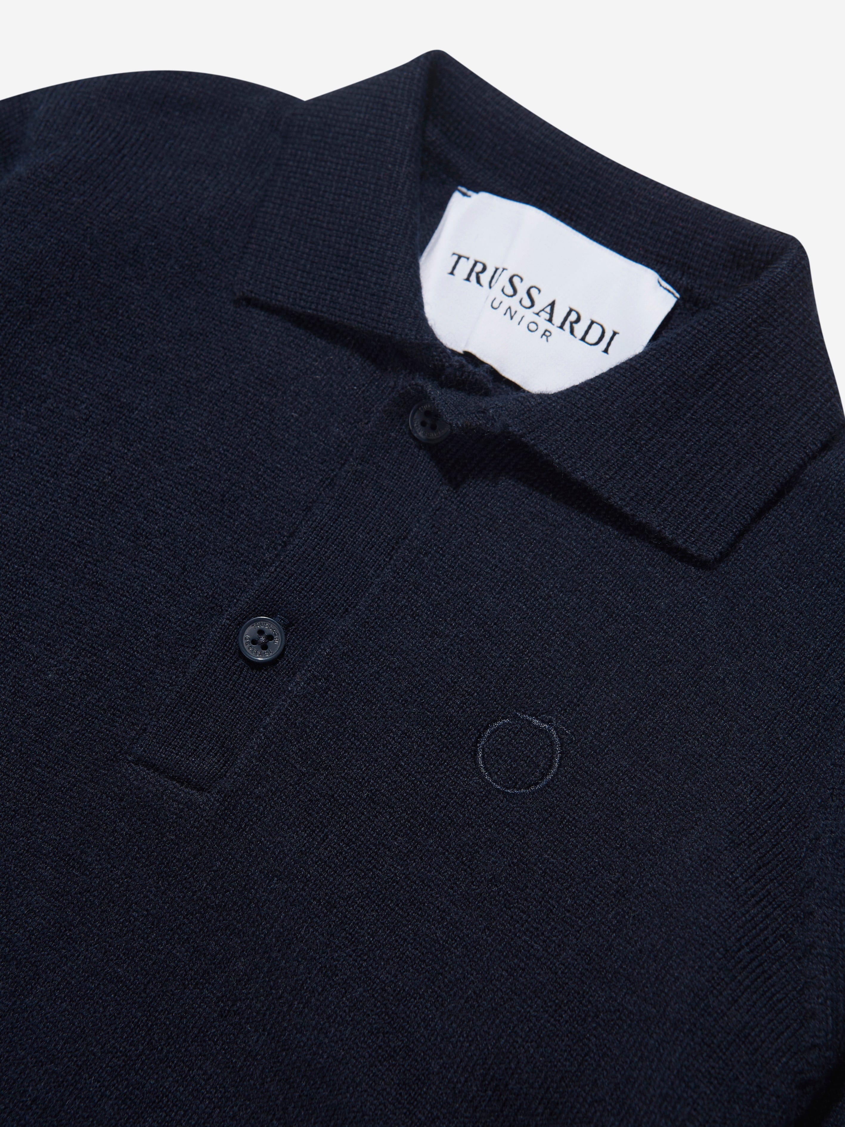 Trussardi Boys Sidus Long Sleeve Polo Shirt in Navy