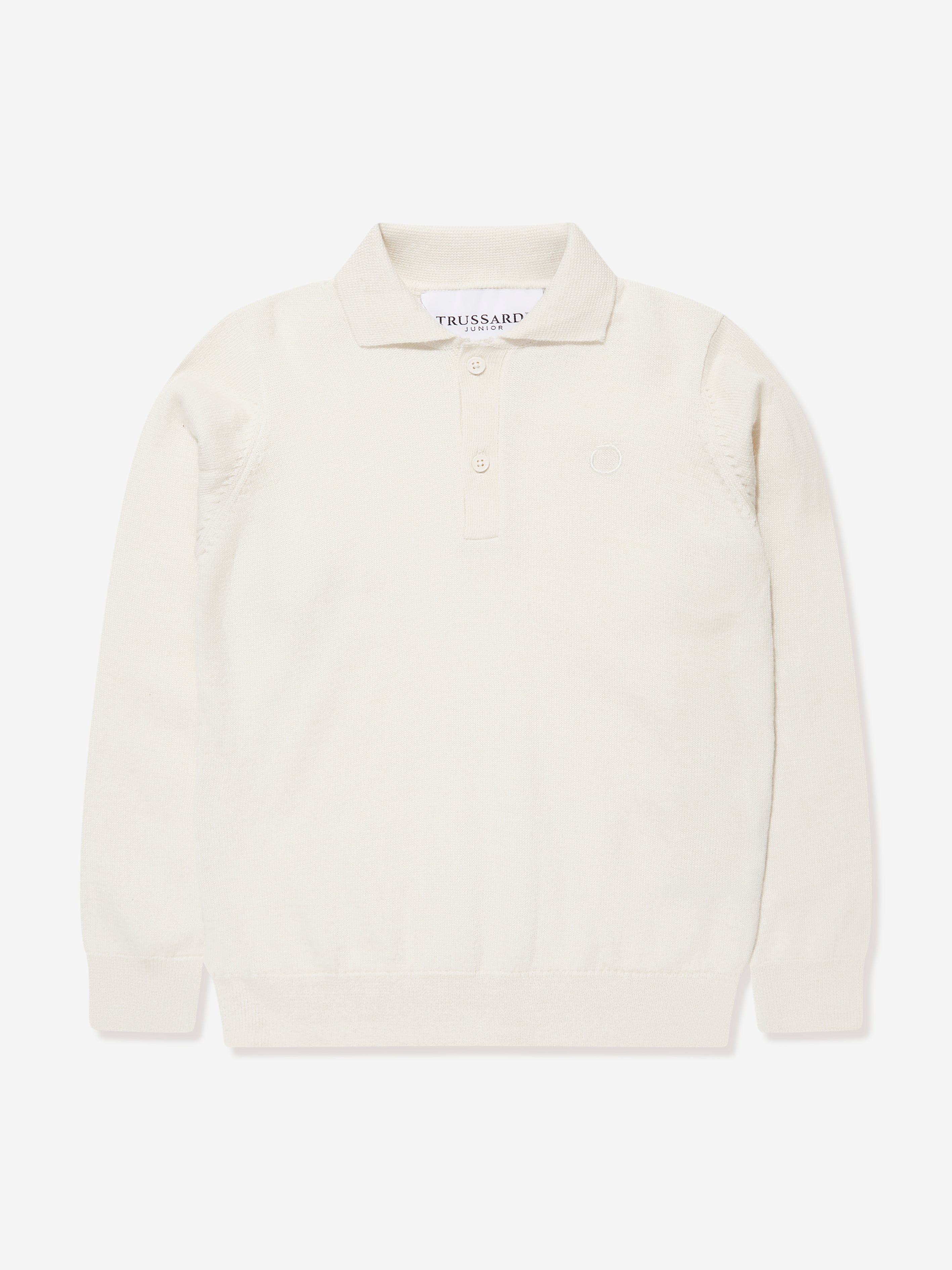 Trussardi Boys Sidus Long Sleeve Polo Shirt in Ivory