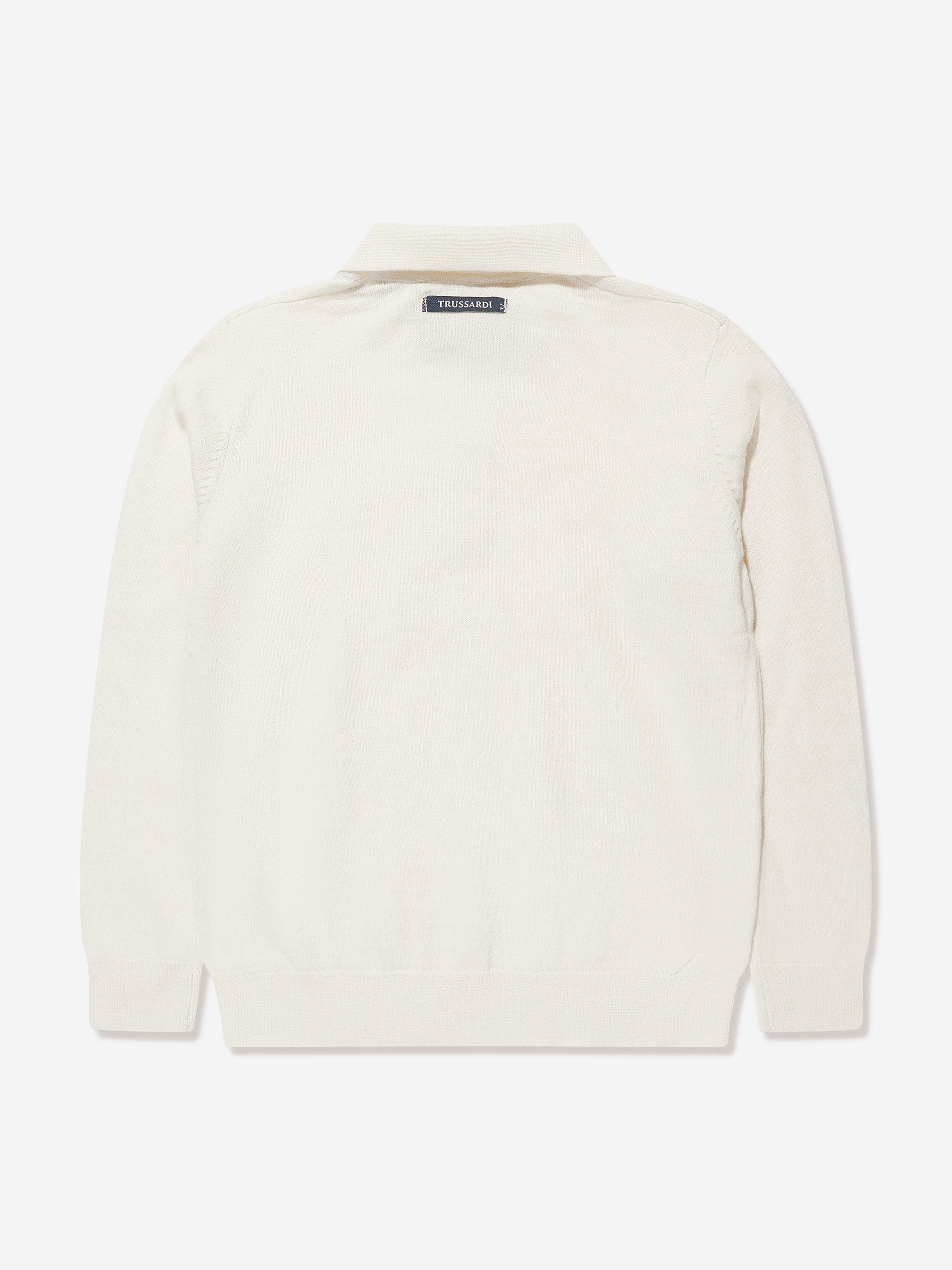 Trussardi Boys Sidus Long Sleeve Polo Shirt in Ivory