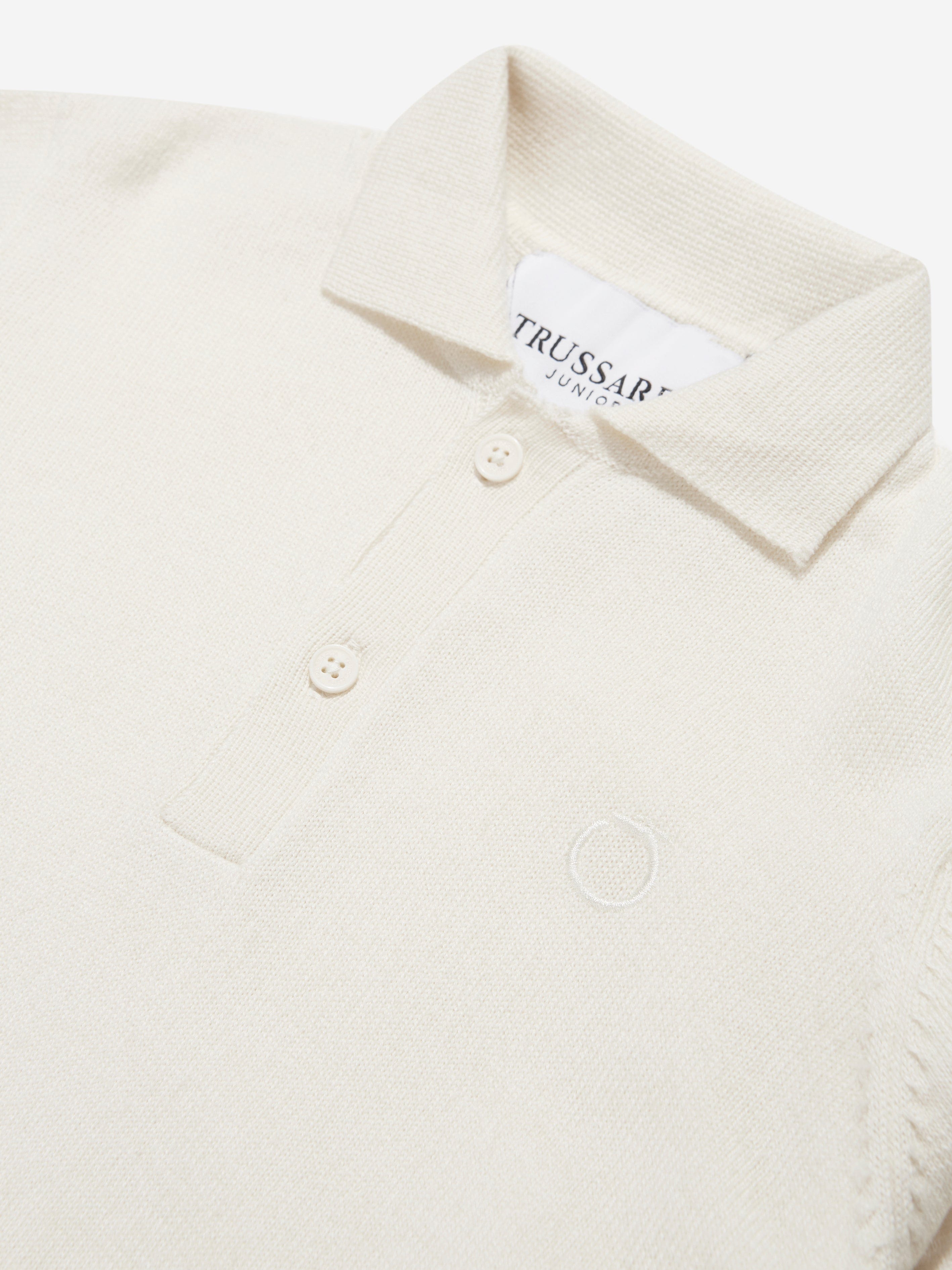 Trussardi Boys Sidus Long Sleeve Polo Shirt in Ivory