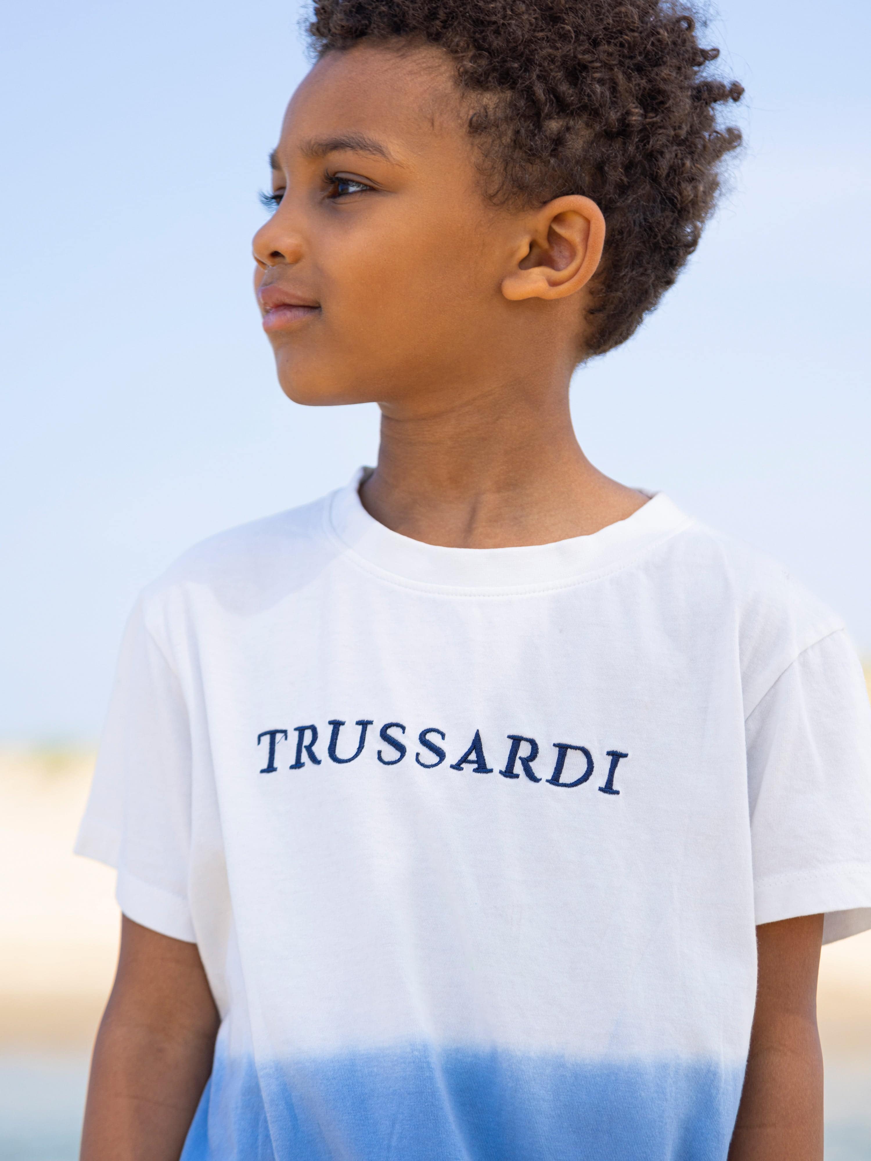 Trussardi Boys Factue Dip Dye T-Shirt in Blue