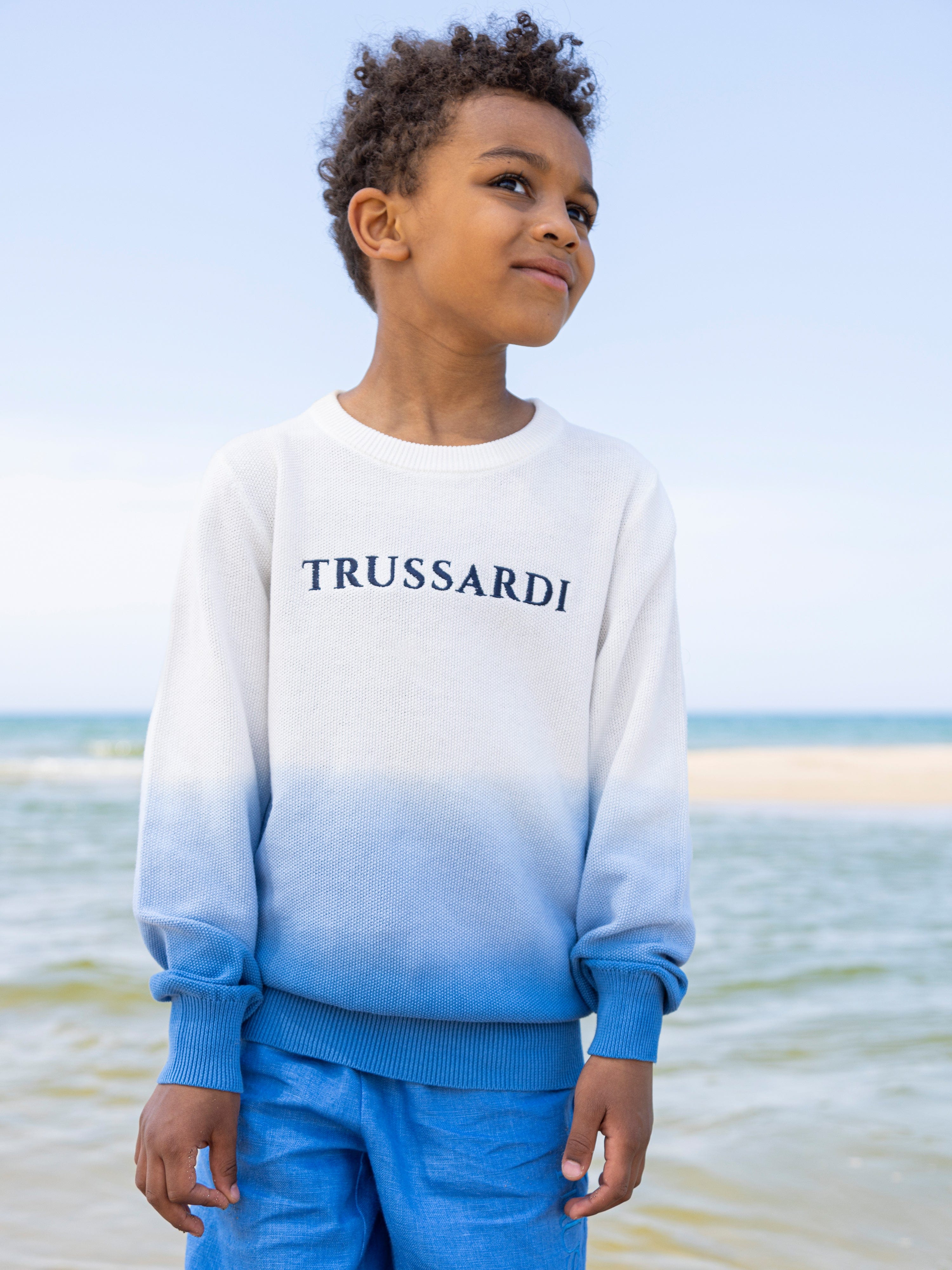 Trussardi Boys Adorf Dip Dye Sweatshirt in White