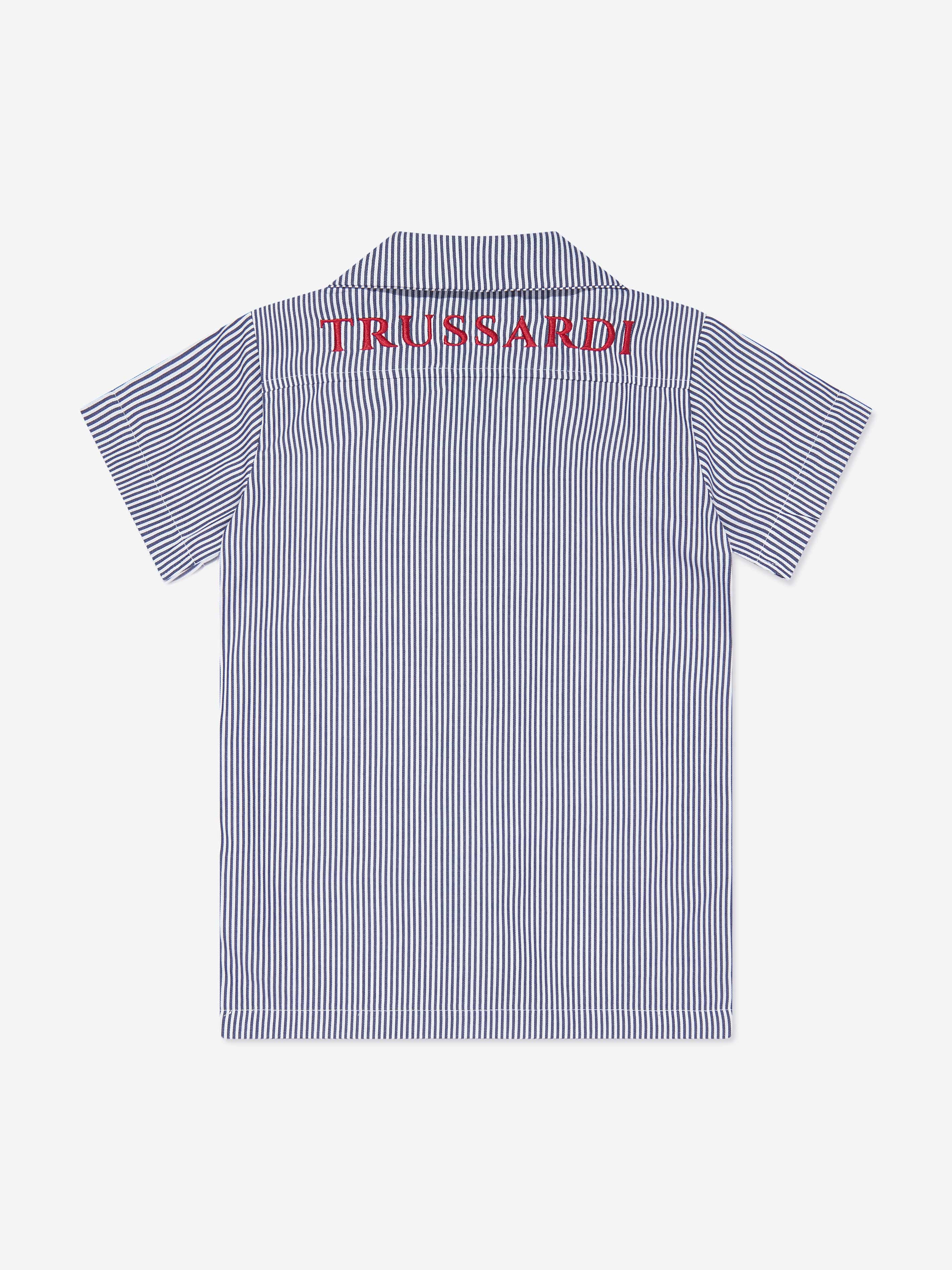 Trussardi Boys Copren Short Sleeve Shirt in Navy