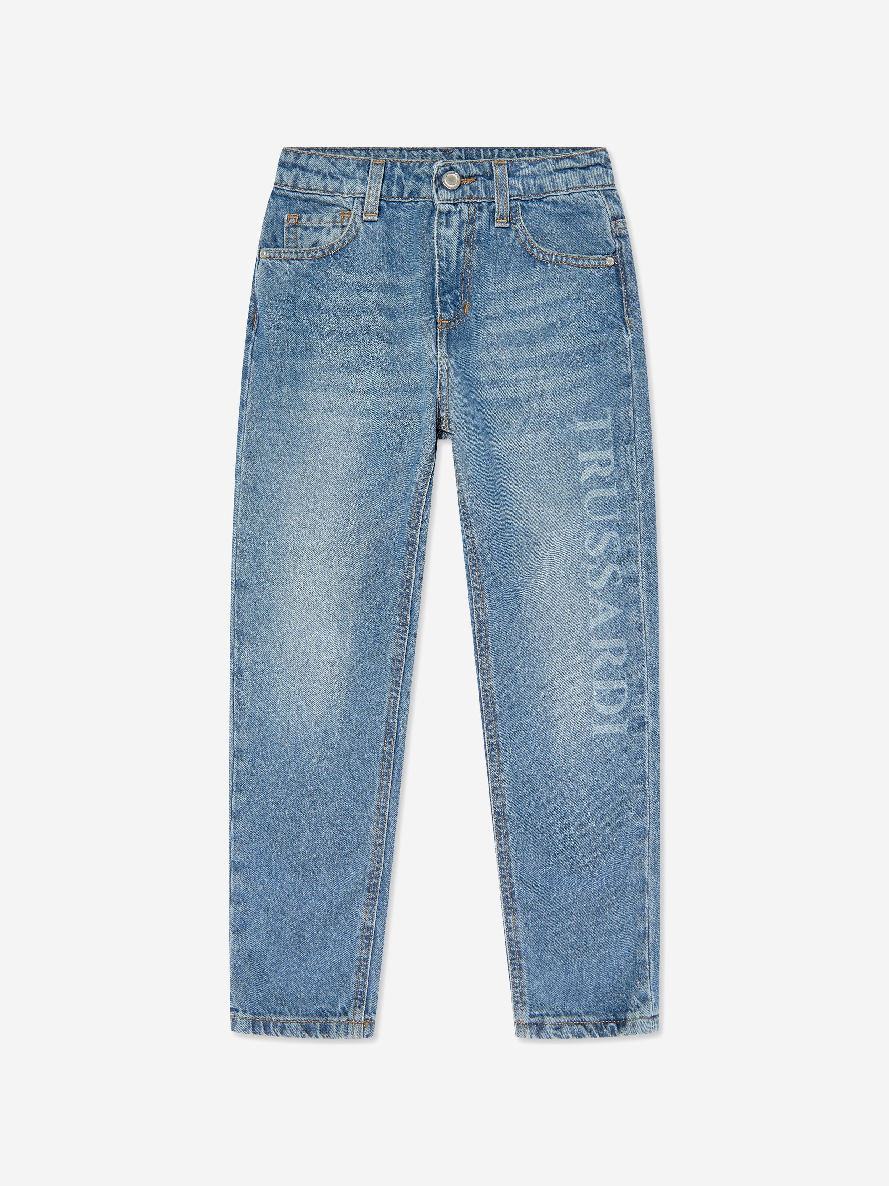 Trussardi Kids Duranti Logo Slim Jeans in Blue