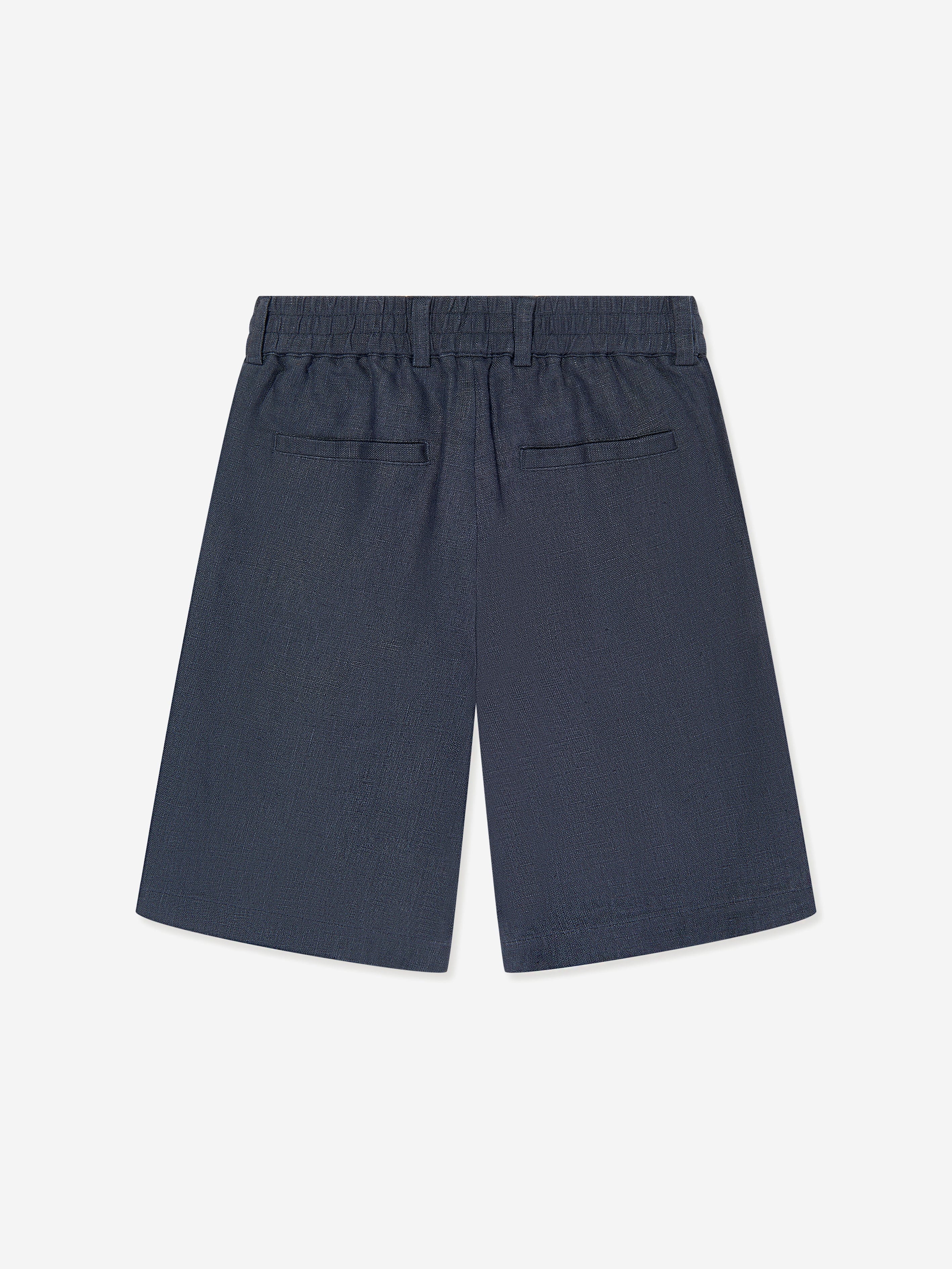 Trussardi Boys Nauta Linen Bermuda Shorts in Blue