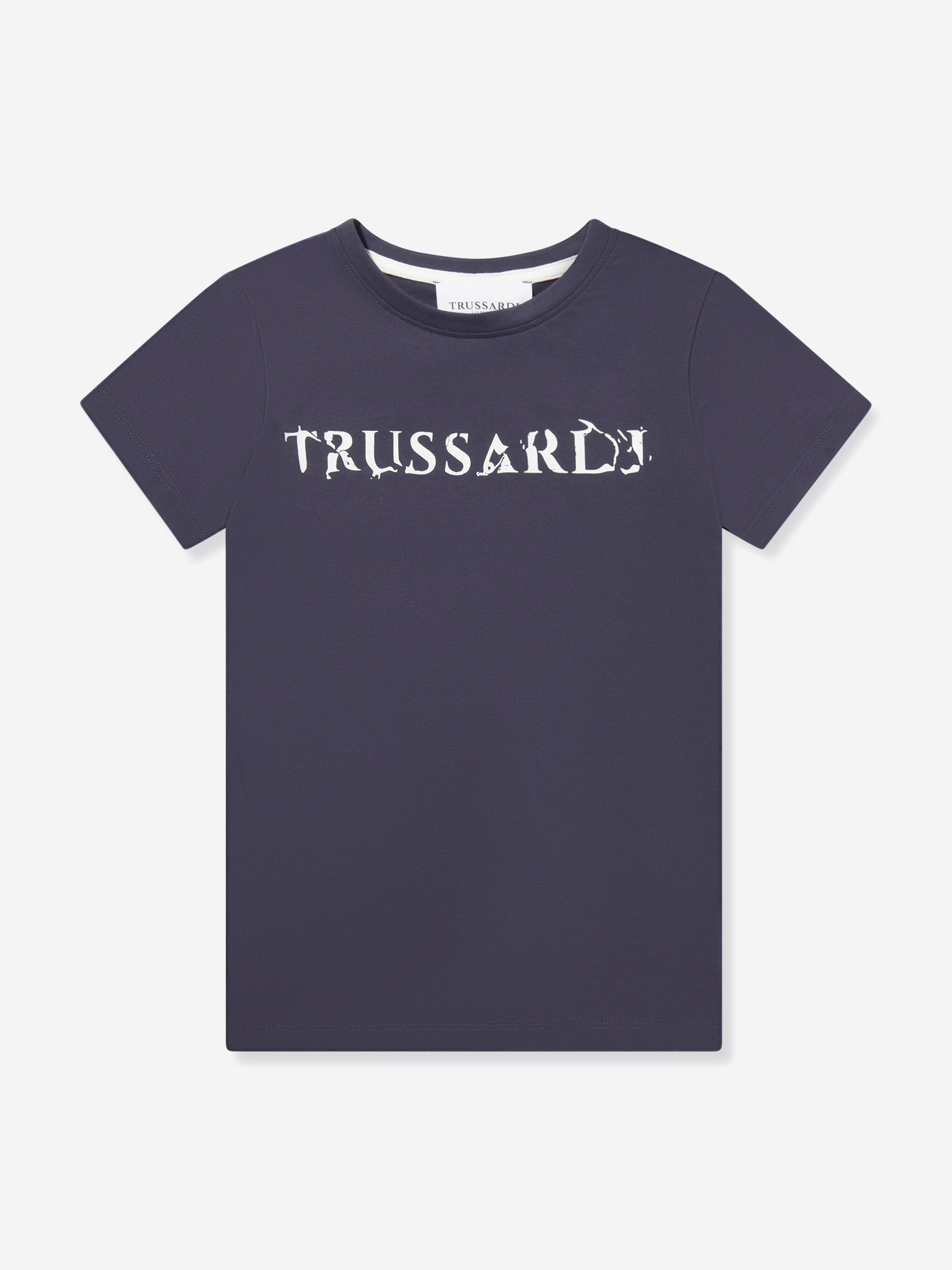 Trussardi Boys Sfares Logo T-Shirt in Navy