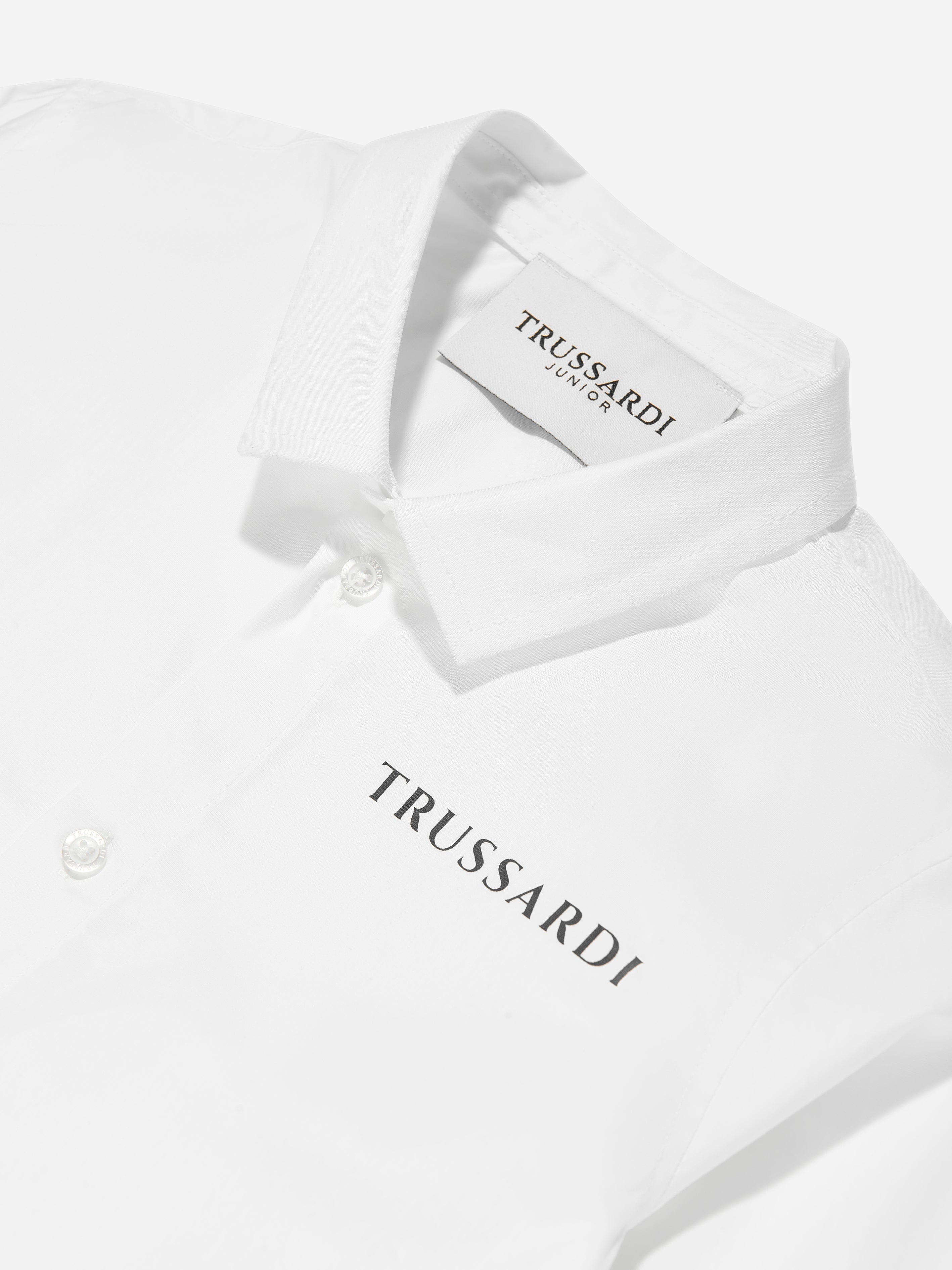 Trussardi Boys Delher Logo Shirt in White