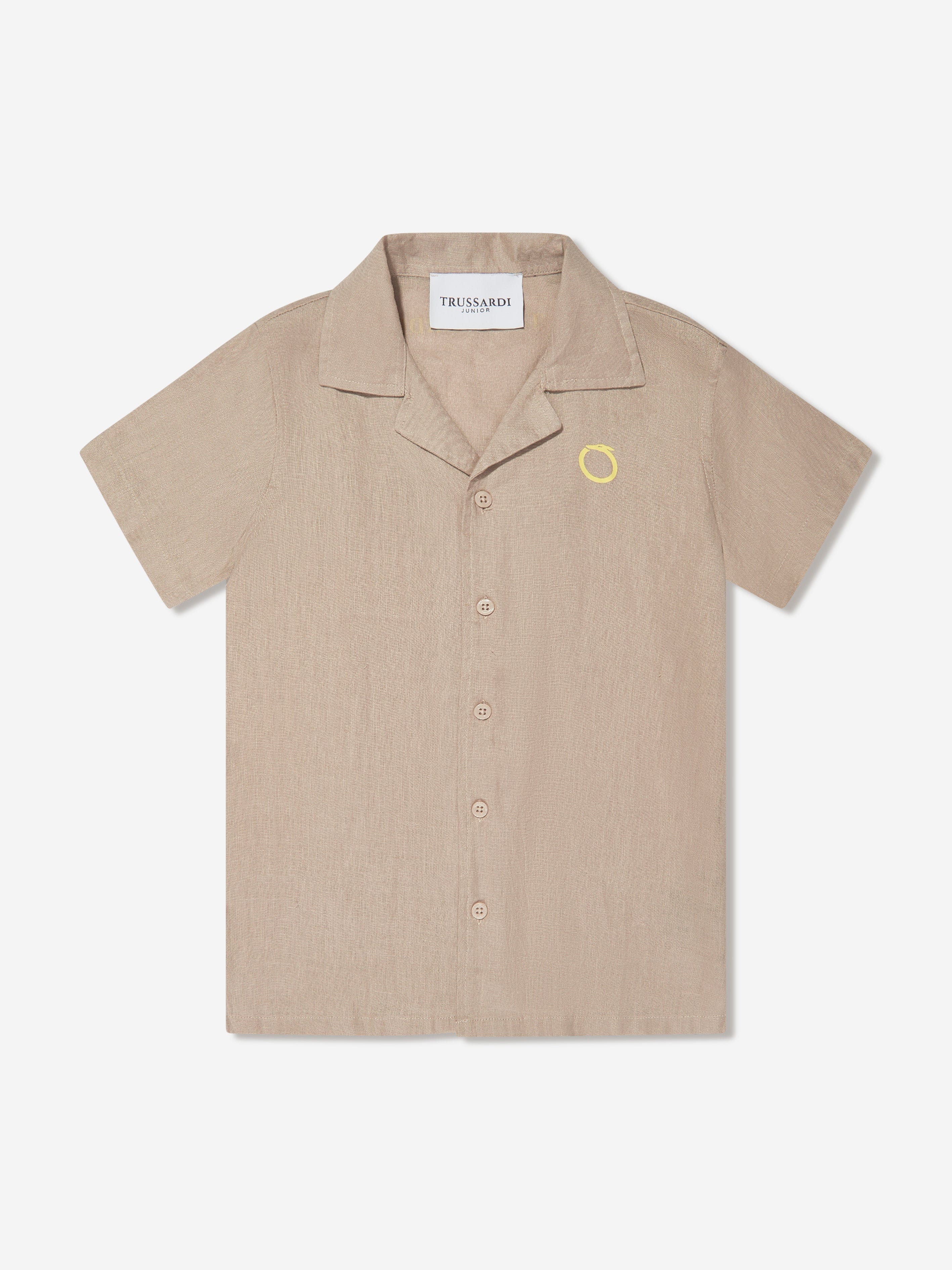 Trussardi Boys Delian Shirt And Shorts Set in Beige