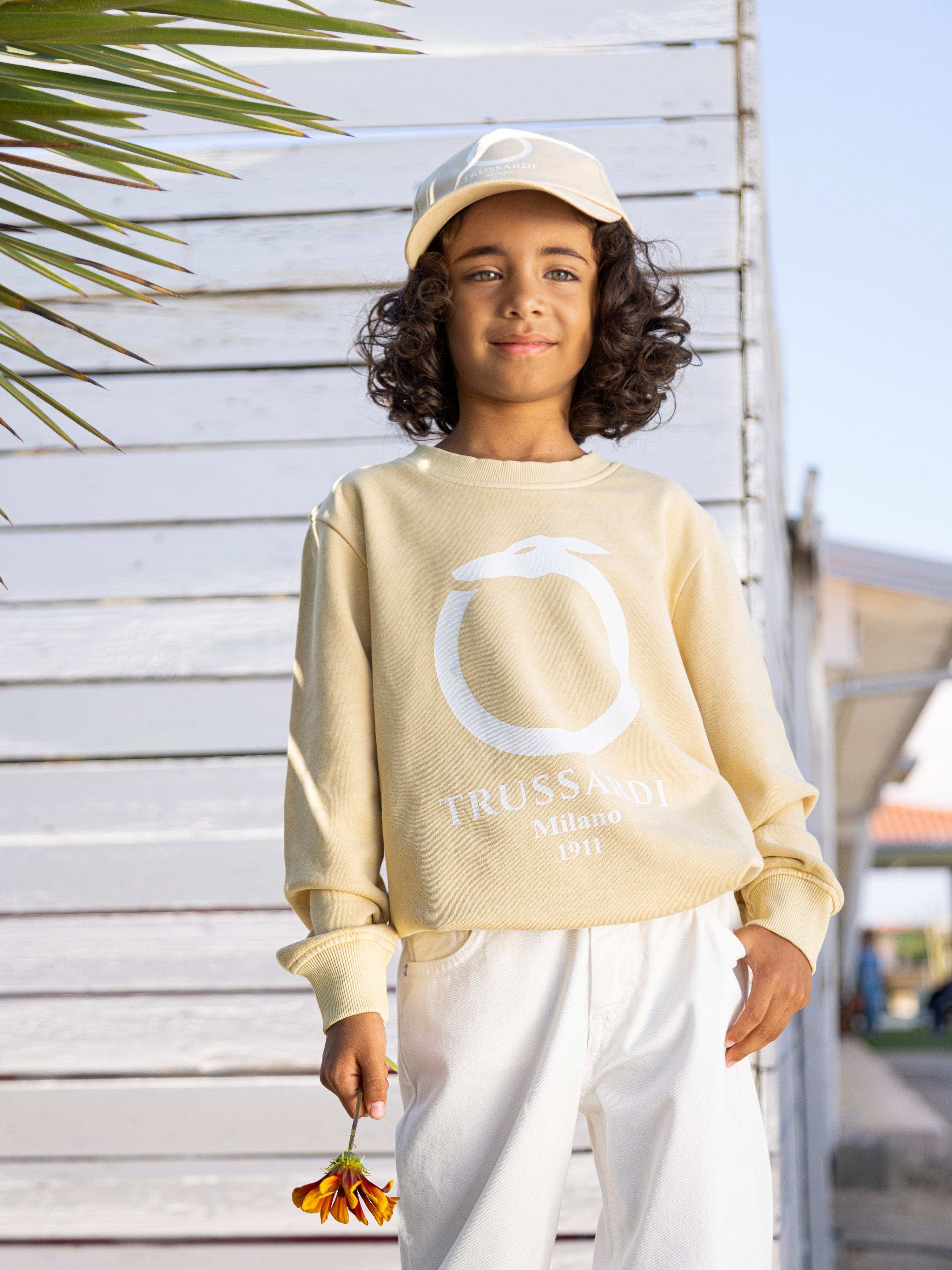 Trussardi Kids Beavi Logo Sweatshirt in Beige