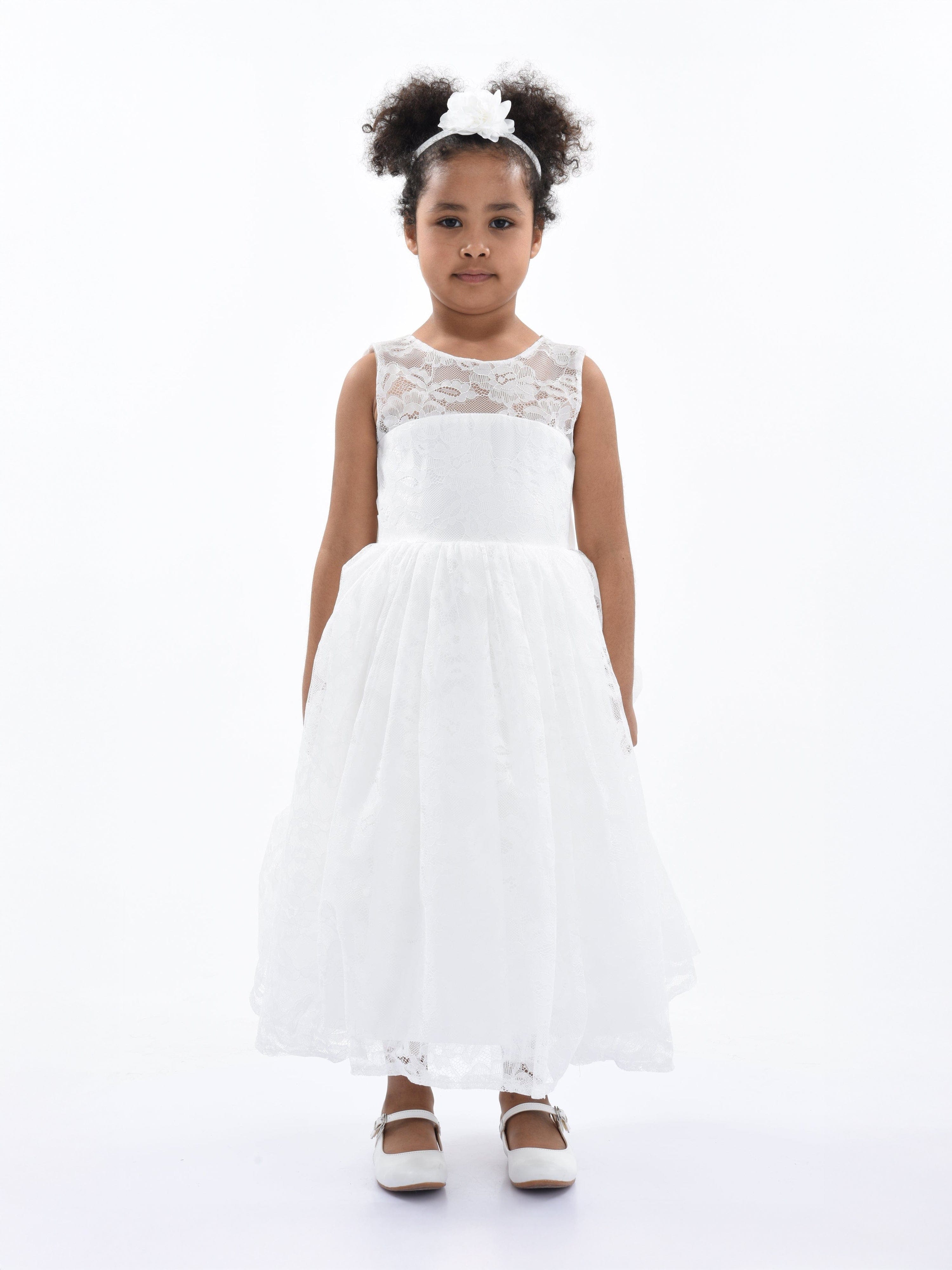 White Rossemere Lace Embroidered Tulle Dress