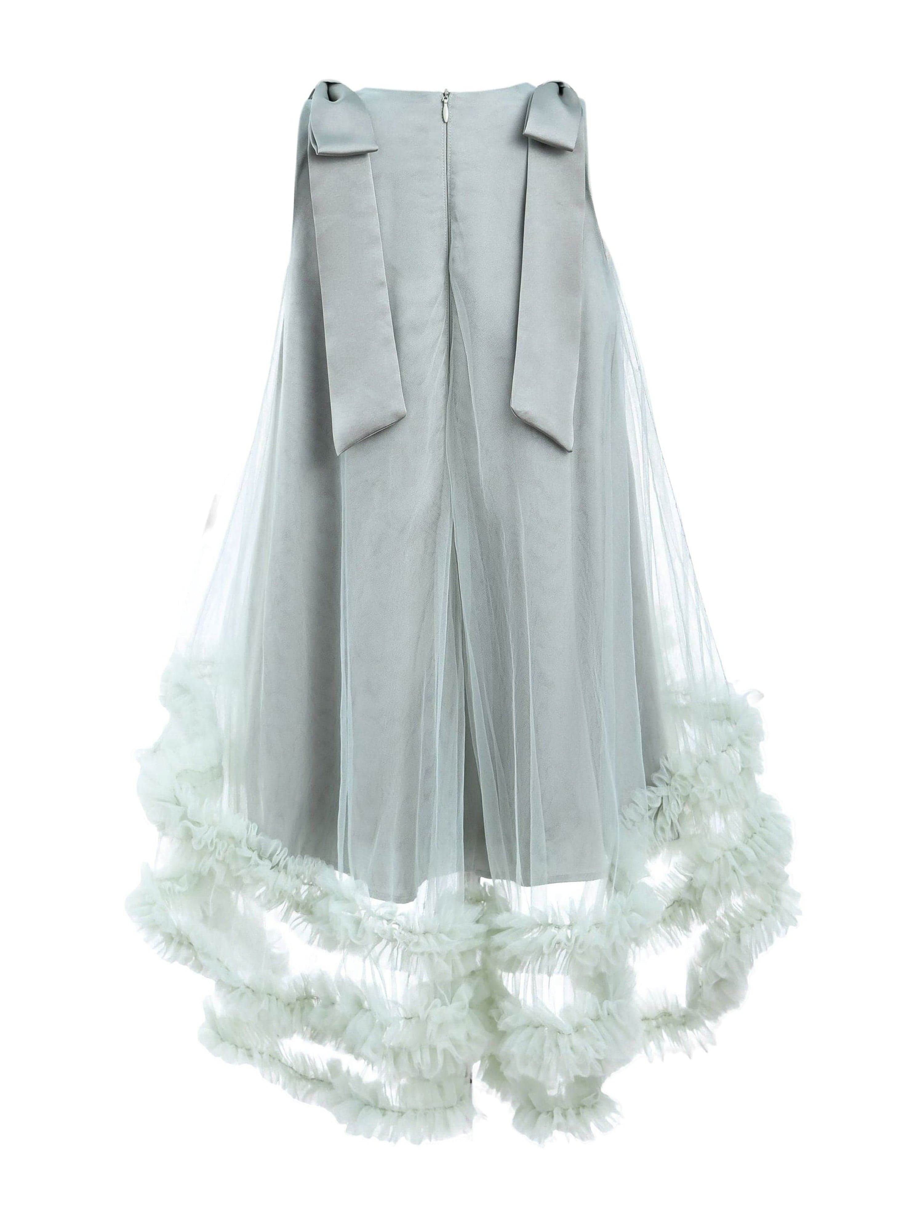 Green Violeta Sleeveless Ruffle Overlay Dress