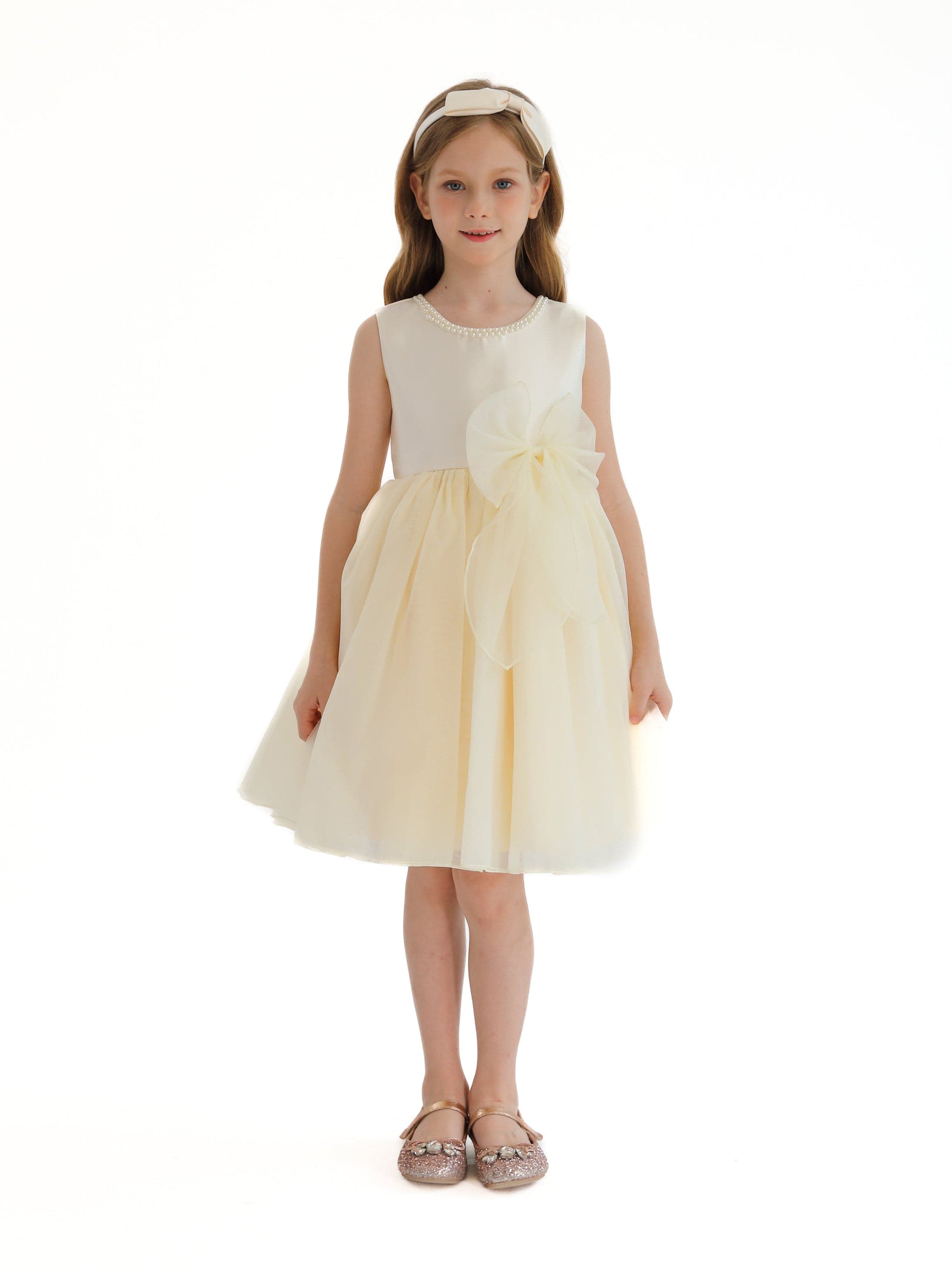 Champagne Felice Tulle Bow Dress