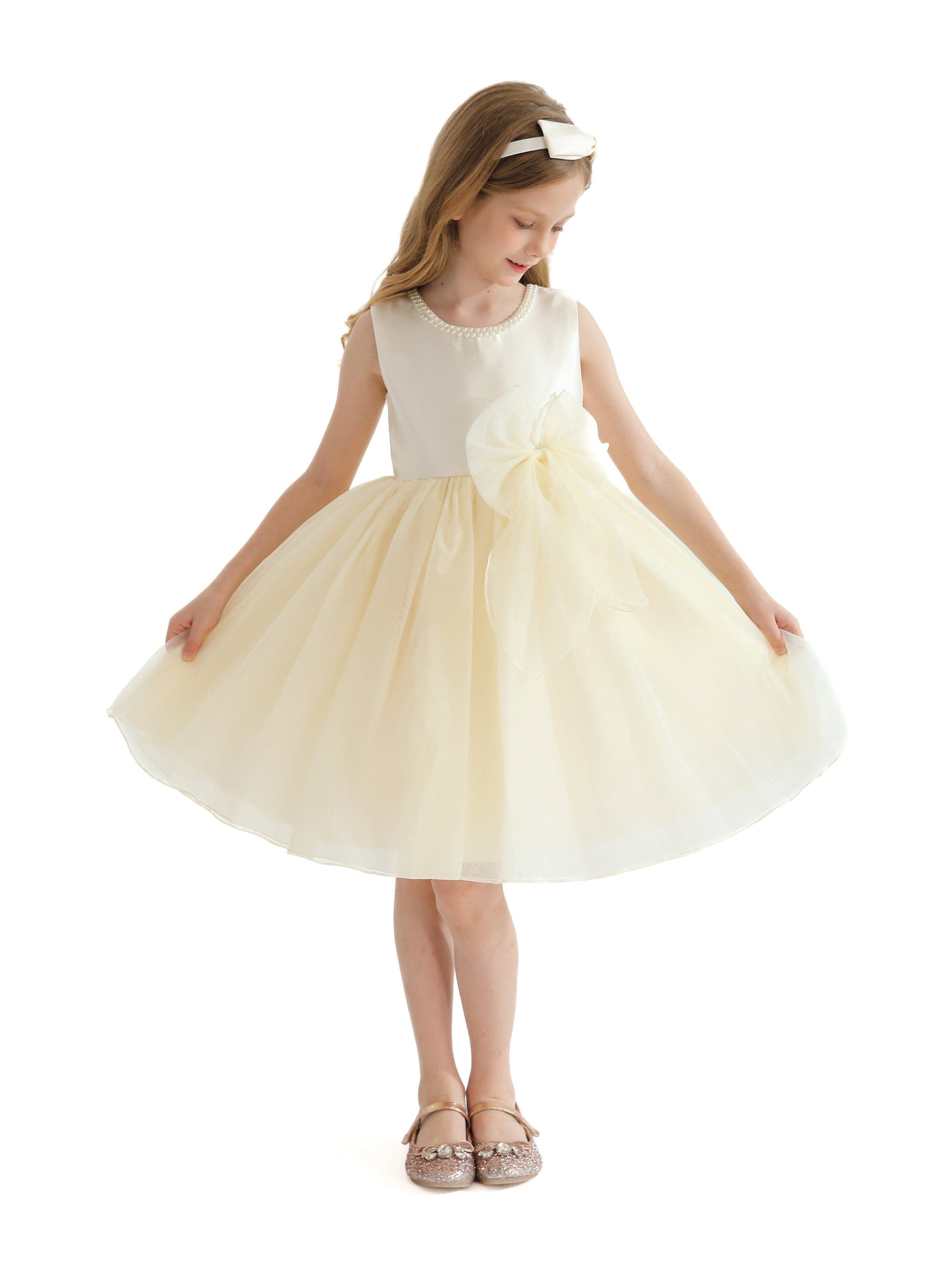 Champagne Felice Tulle Bow Dress