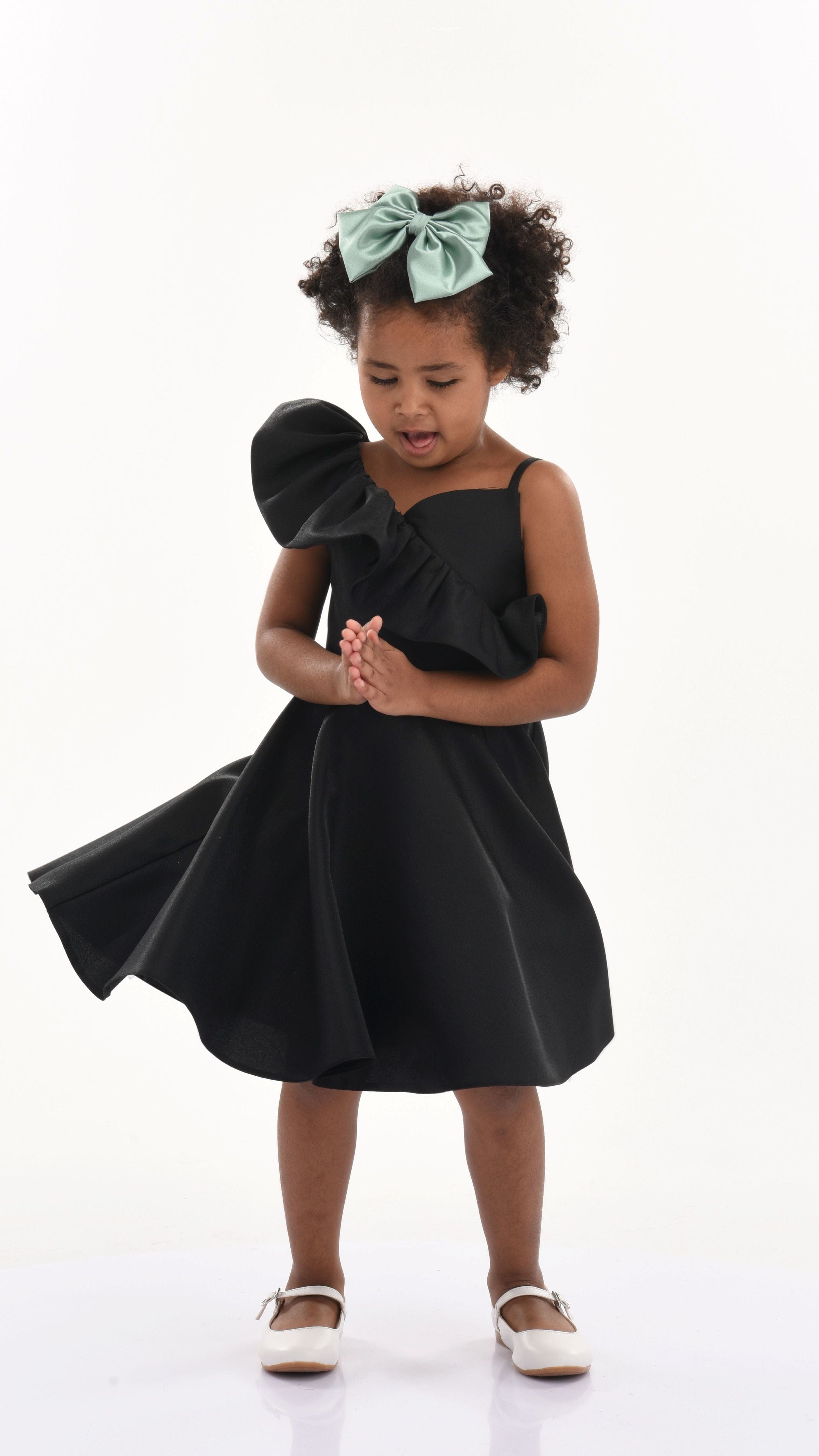 Black Riviera Off Shoulder Ruffle Dress