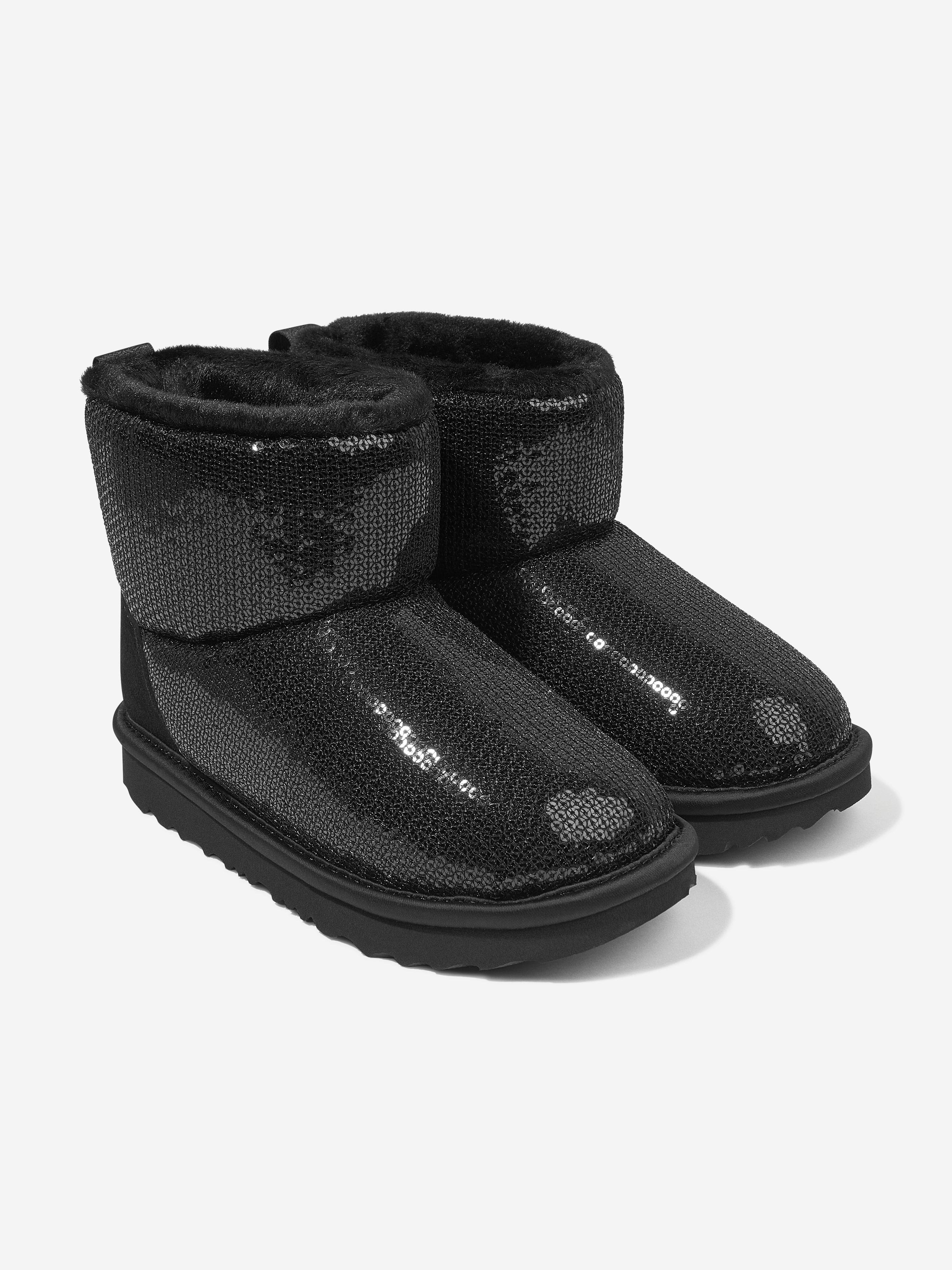 UGG Girls Classic Mini Mirror Ball Boots in Black