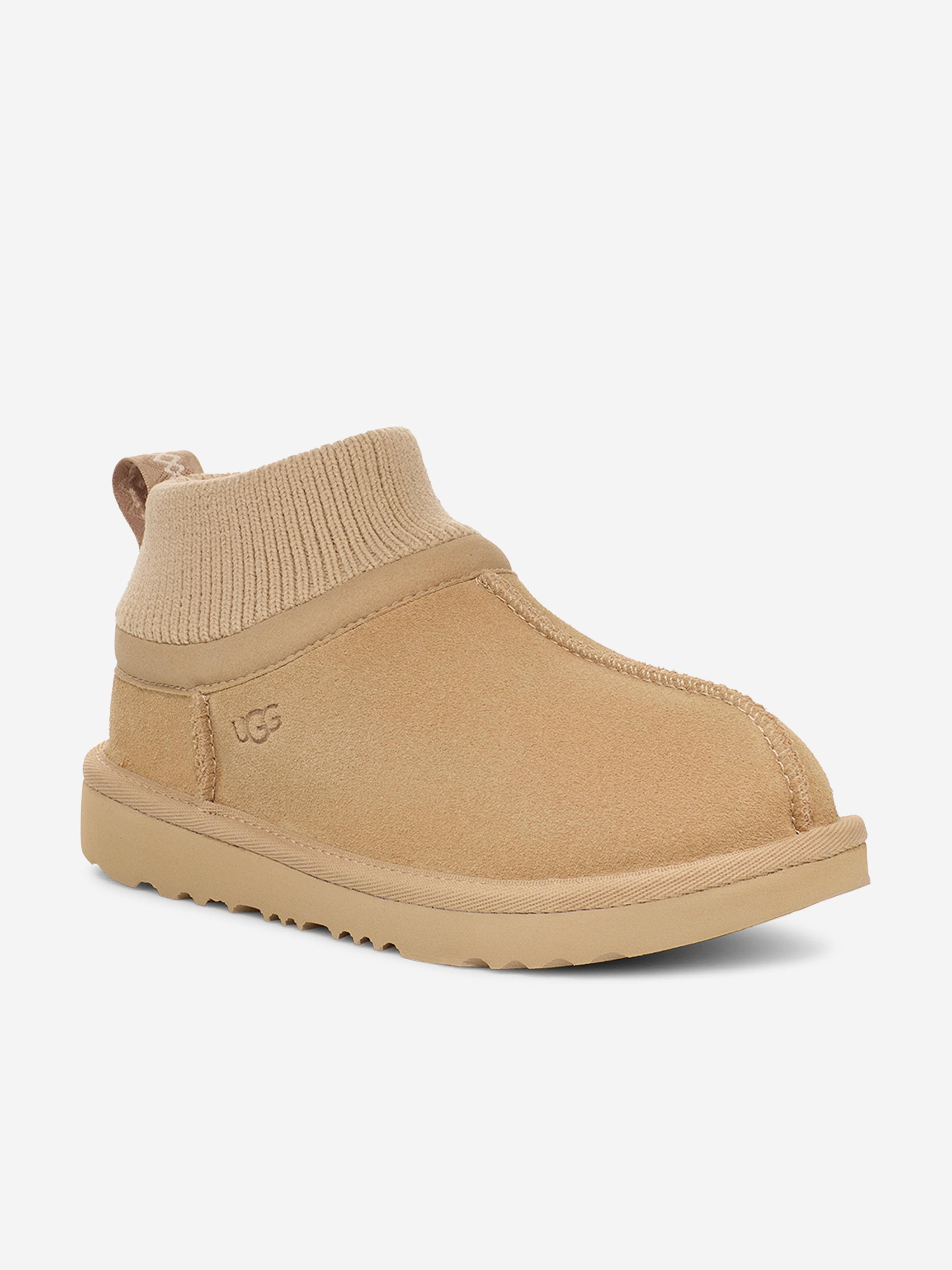 UGG Kids Classic Ultra Stretch Cuff Boots in Beige