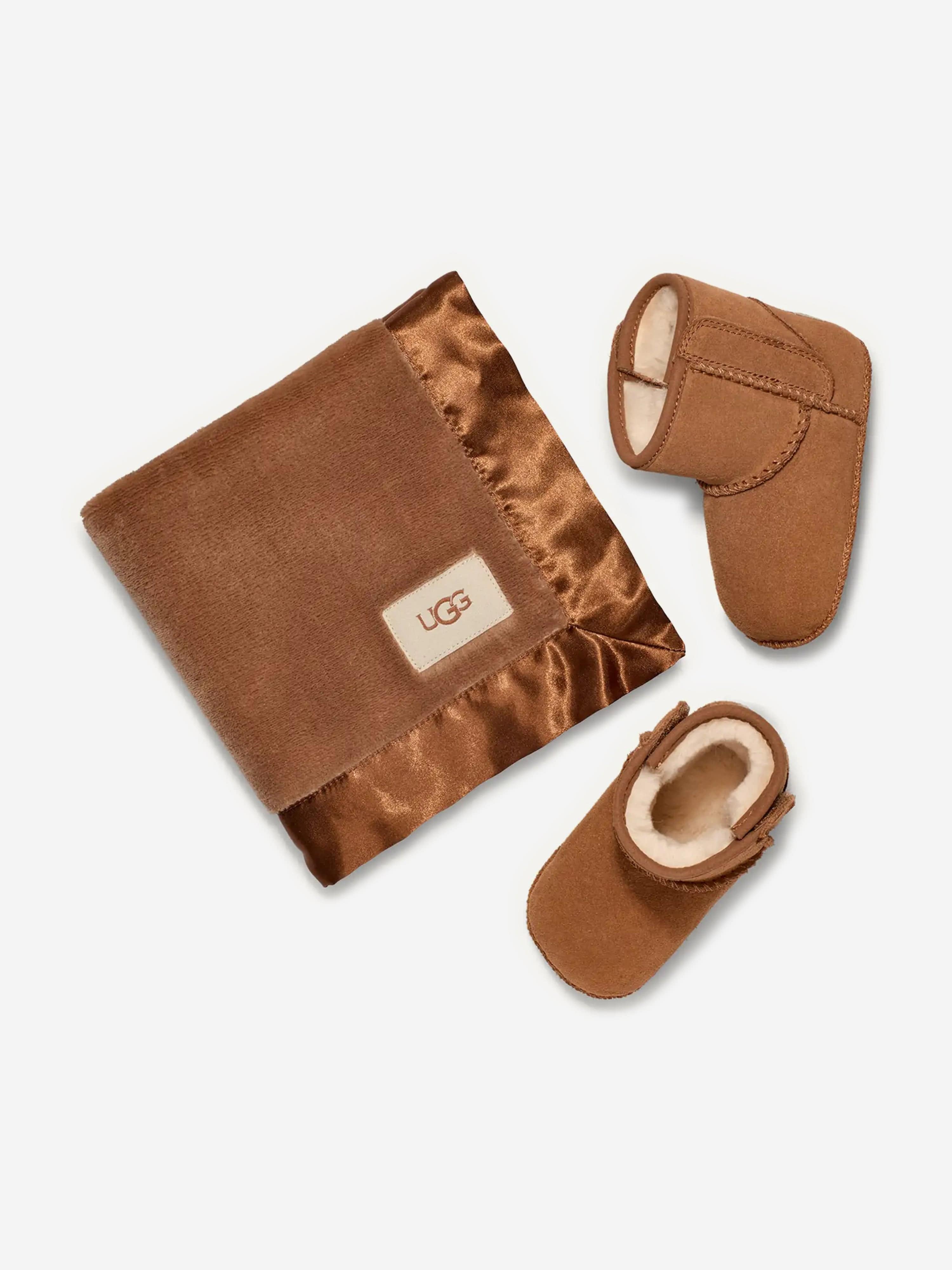 UGG Baby Classic Boots and Lovey Gift Set in Brown