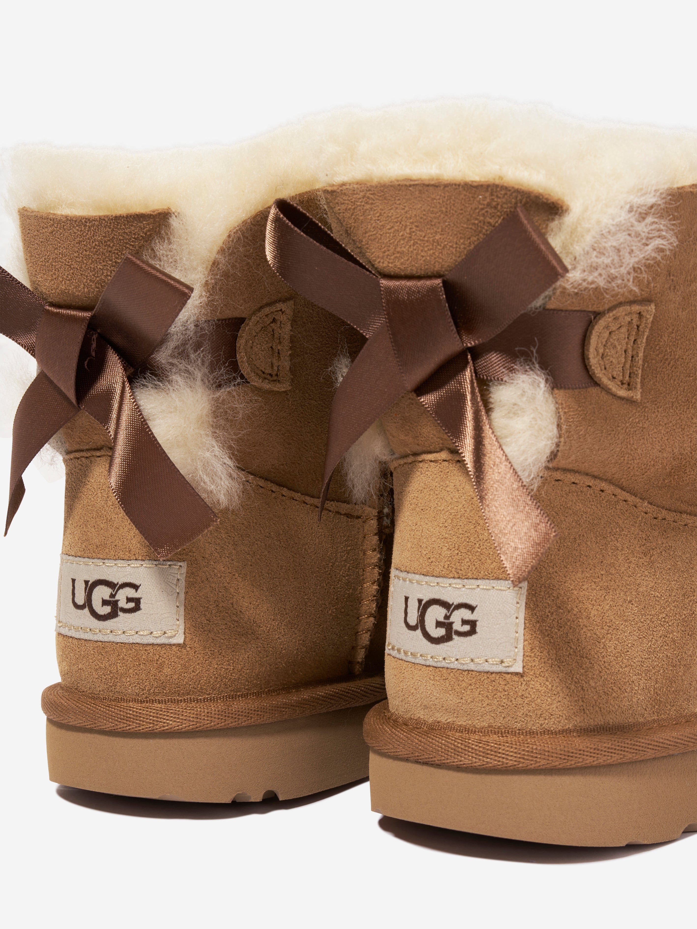 UGG Girls Mini Bailey Bow II Boots in Brown