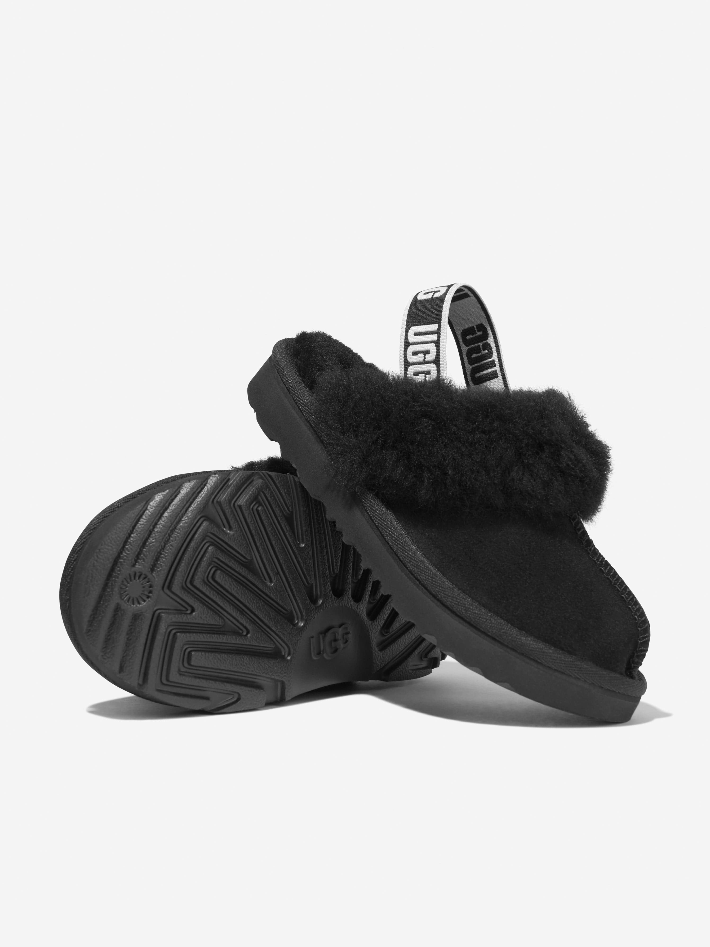 UGG Girls Suede Funkette Slippers in Black