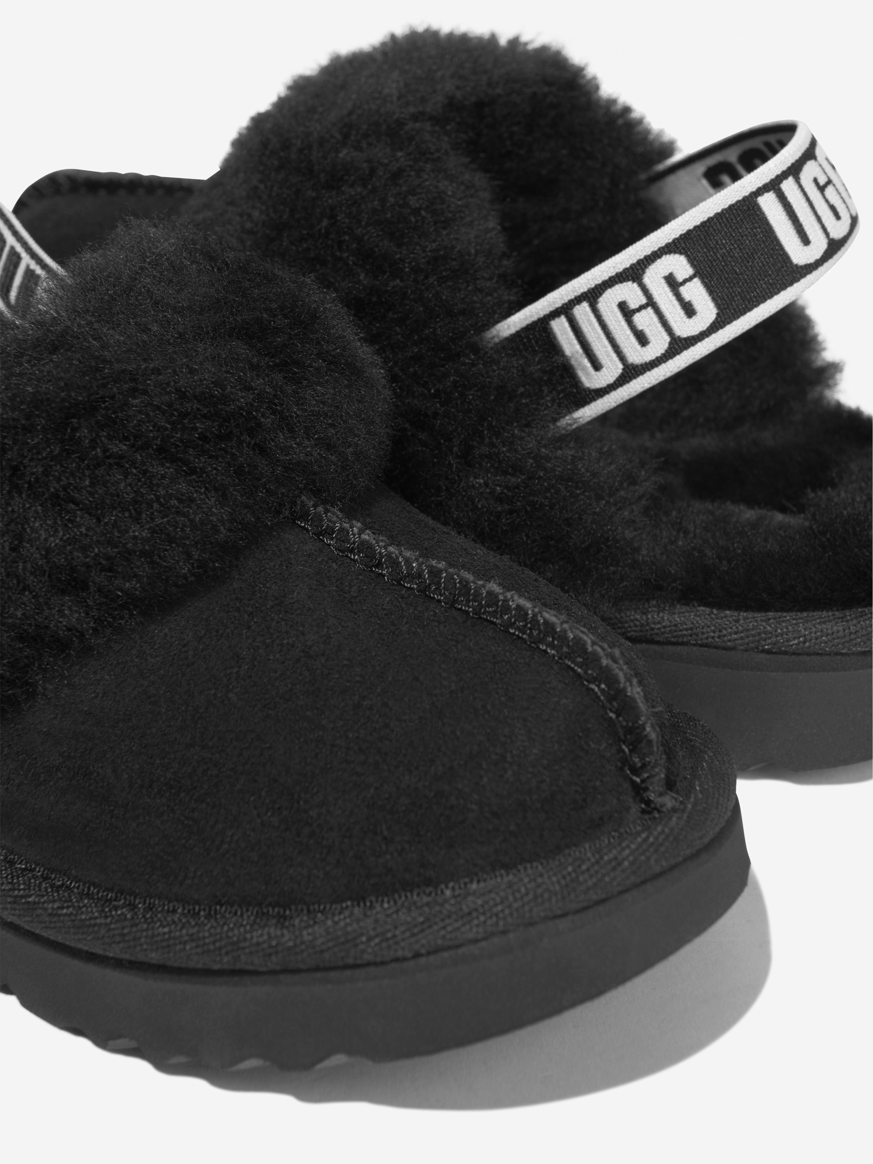 UGG Girls Suede Funkette Slippers in Black