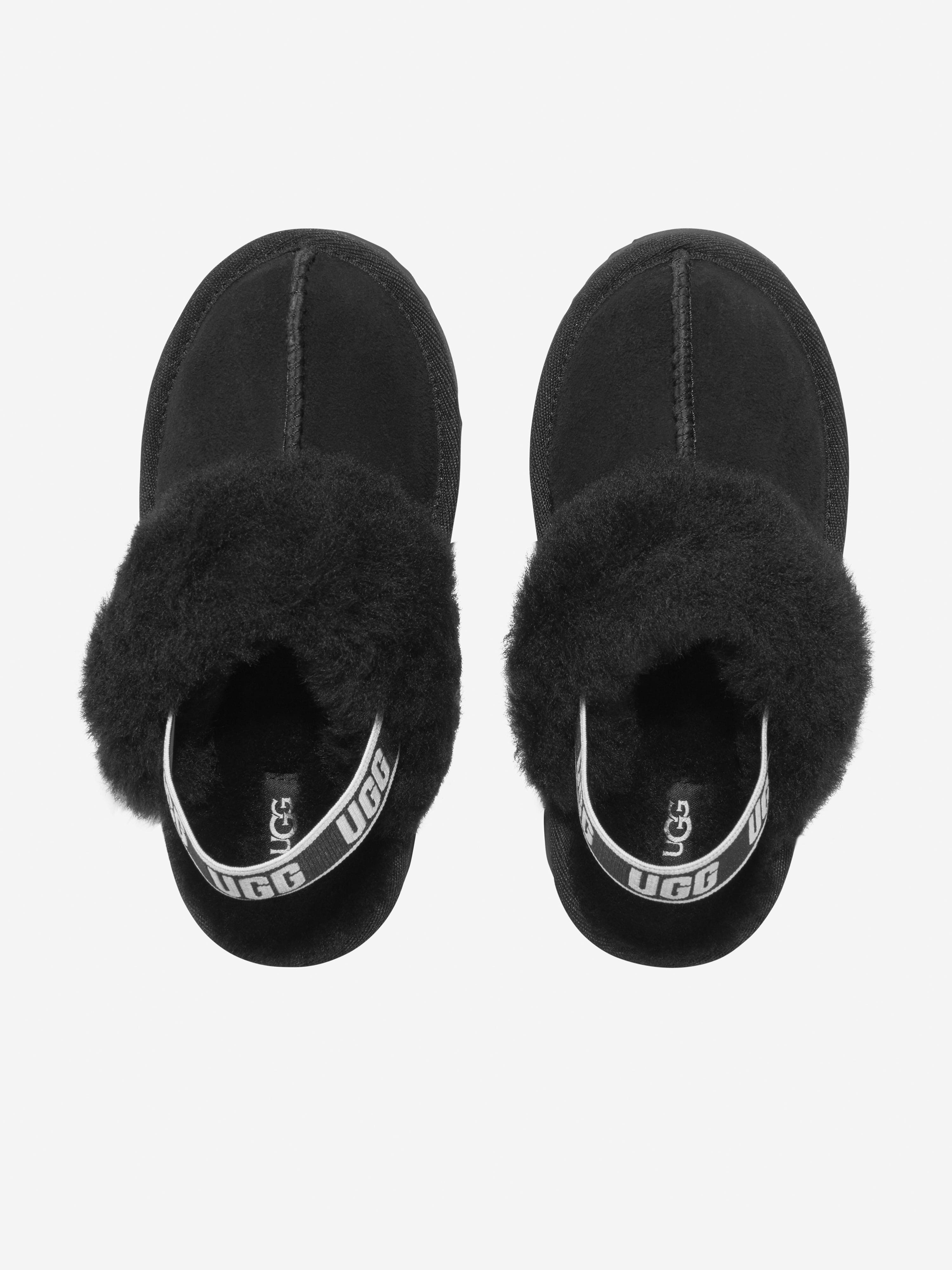 UGG Girls Suede Funkette Slippers in Black