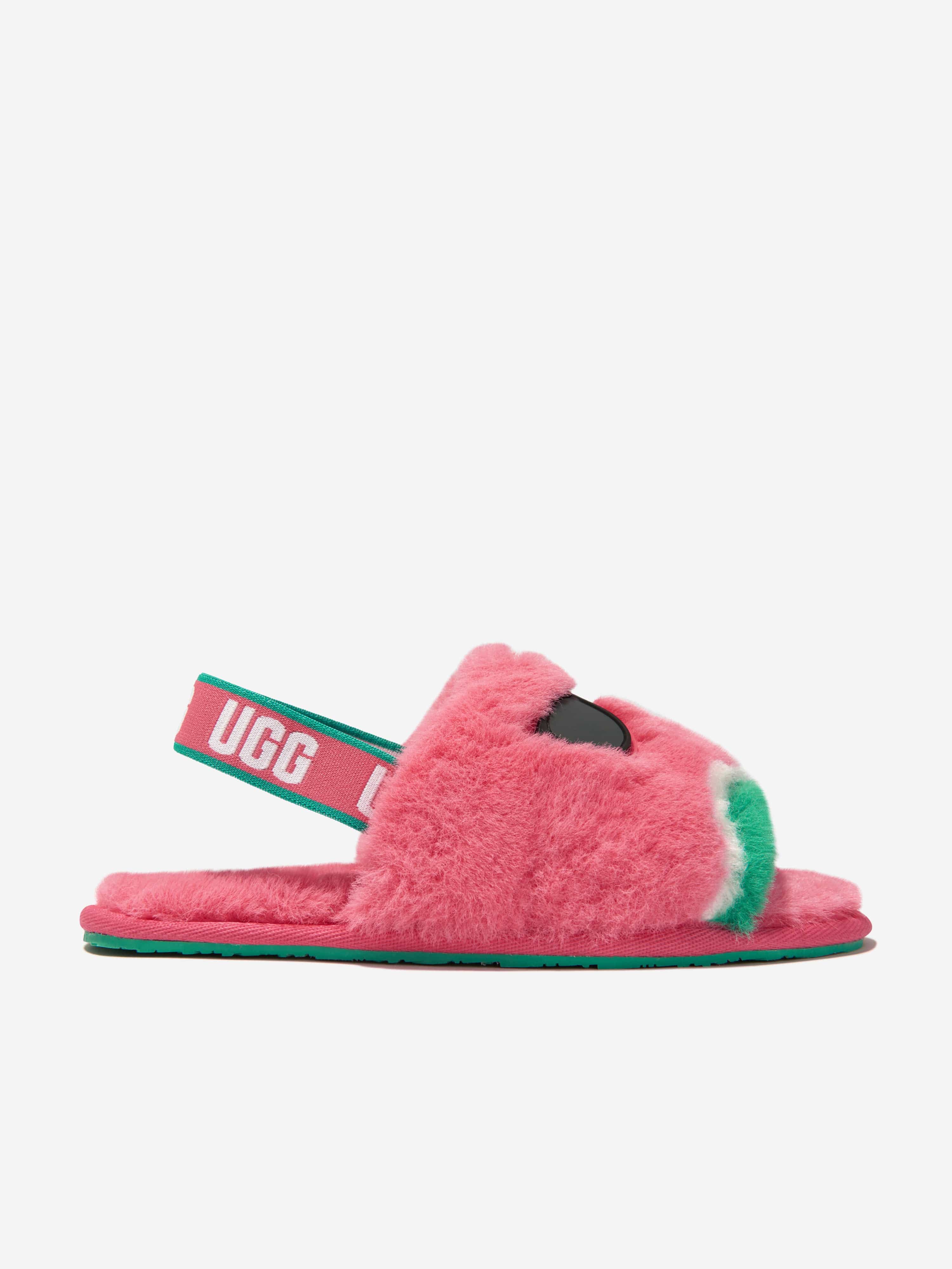 UGG Girls Fluff Yeah Watermelon Stuffie Slippers in Pink