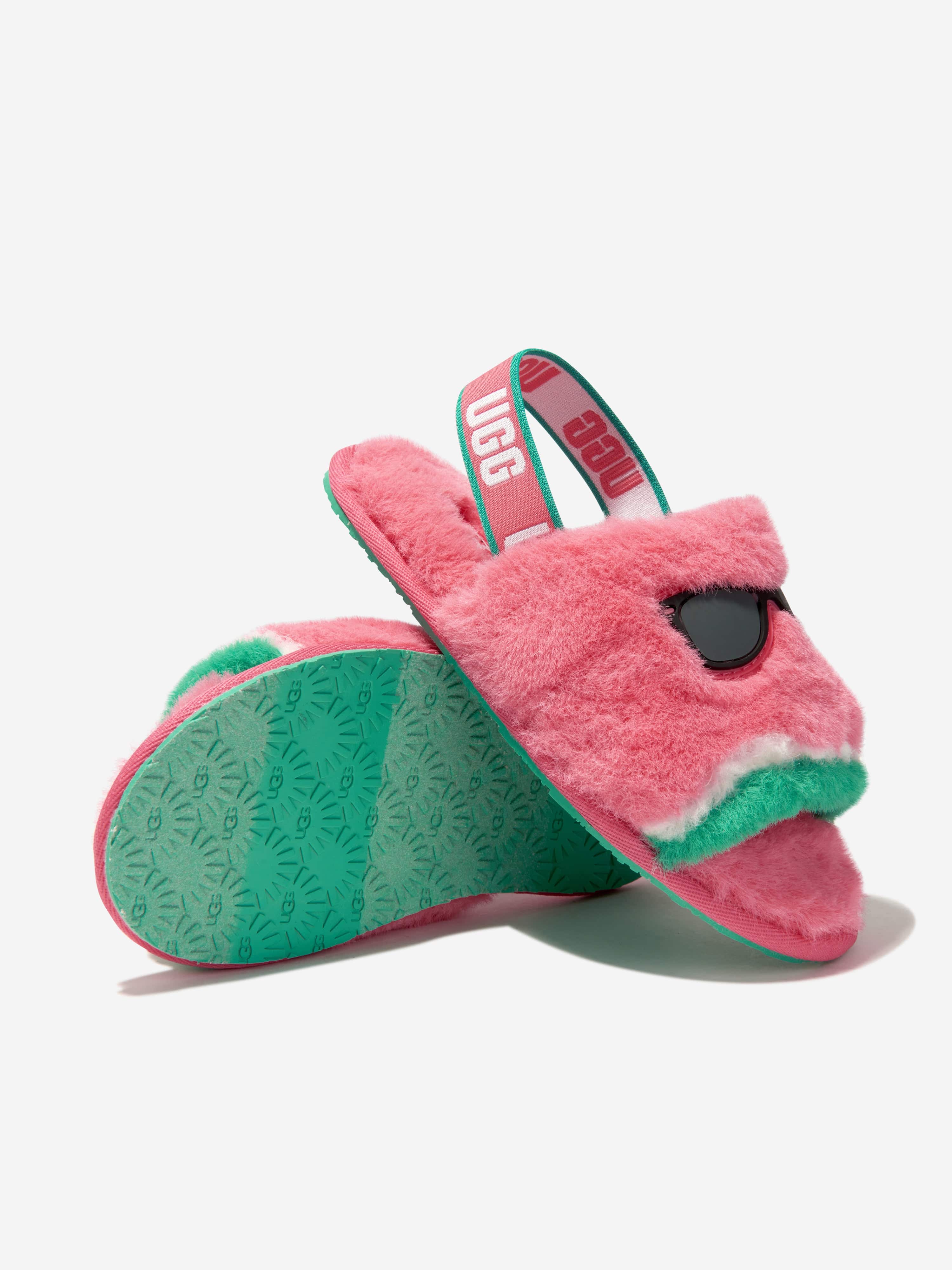 UGG Girls Fluff Yeah Watermelon Stuffie Slippers in Pink