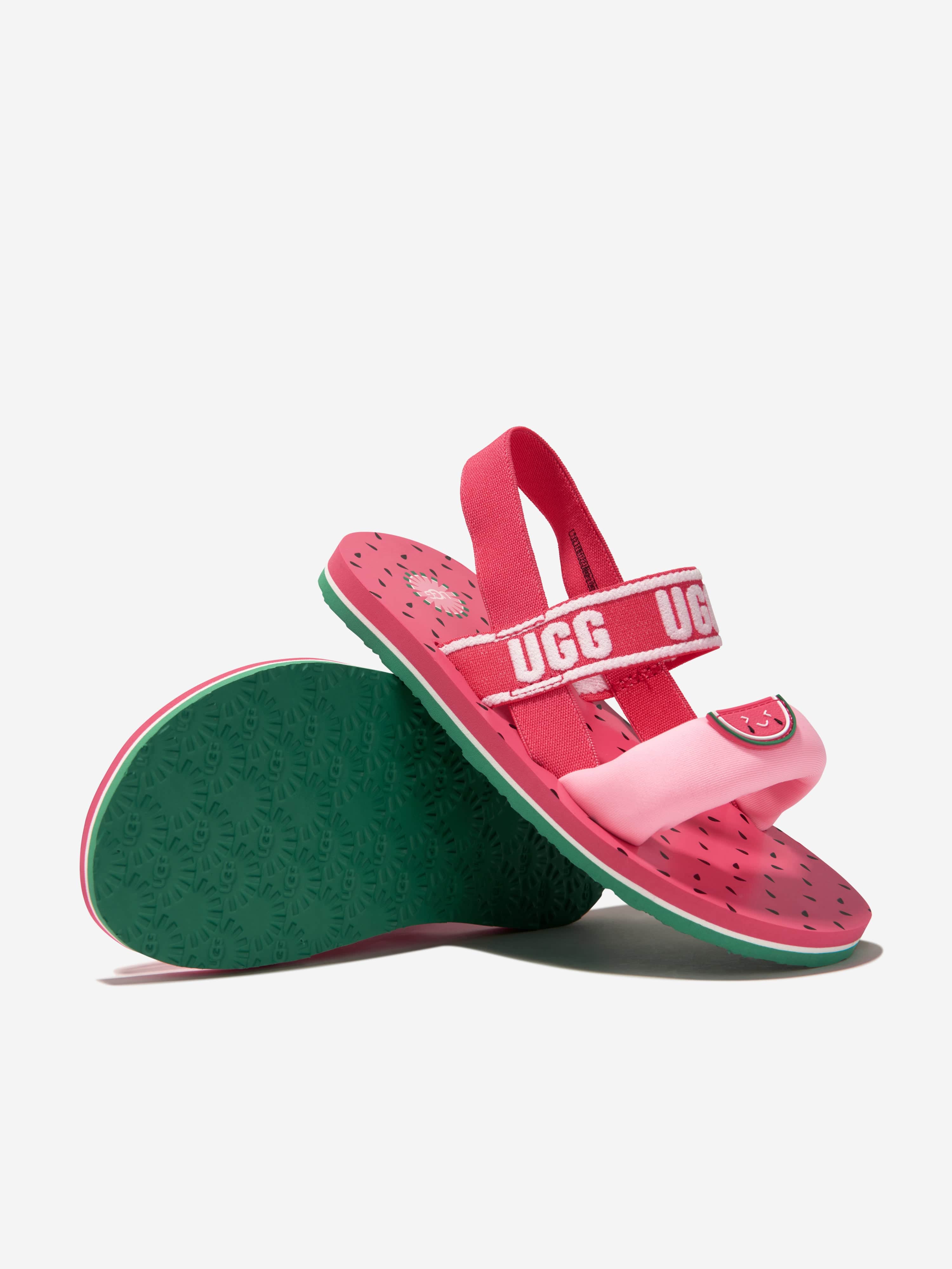 UGG Girls Zuma Sling Watermelon Stuffie Sandals in Pink