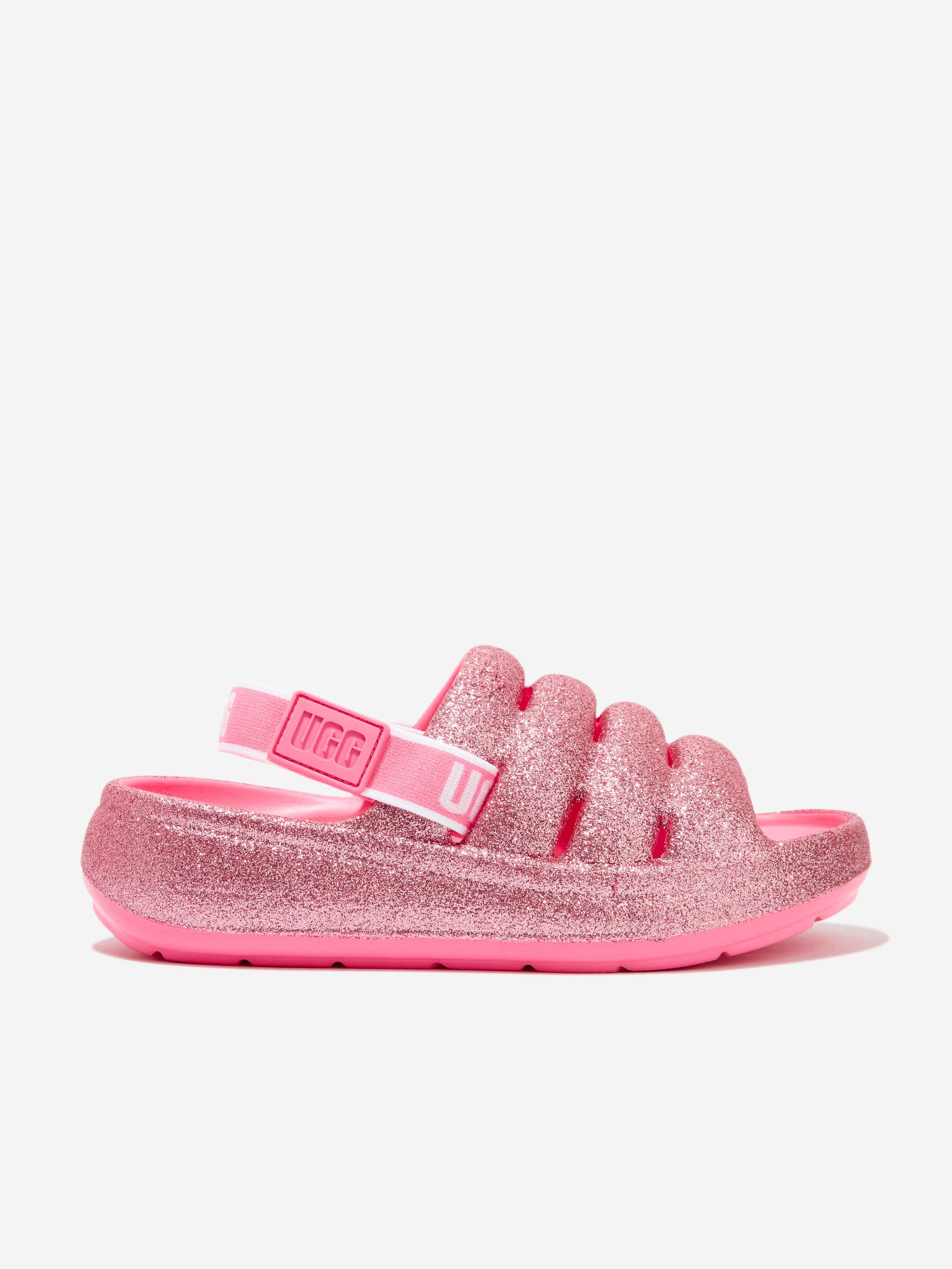 UGG Girls Glitter Sport Yeah Sandals in Pink