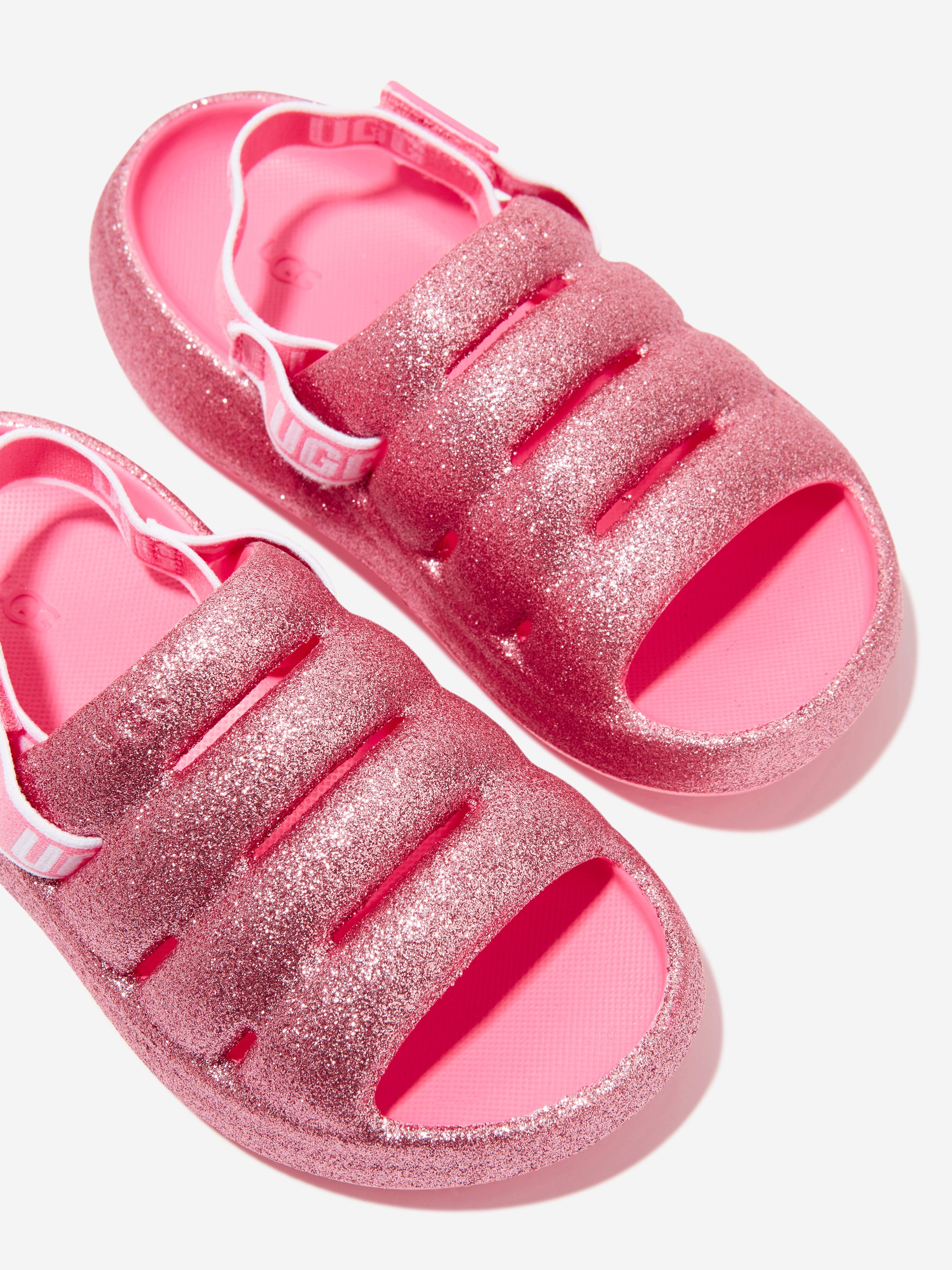 UGG Girls Glitter Sport Yeah Sandals in Pink