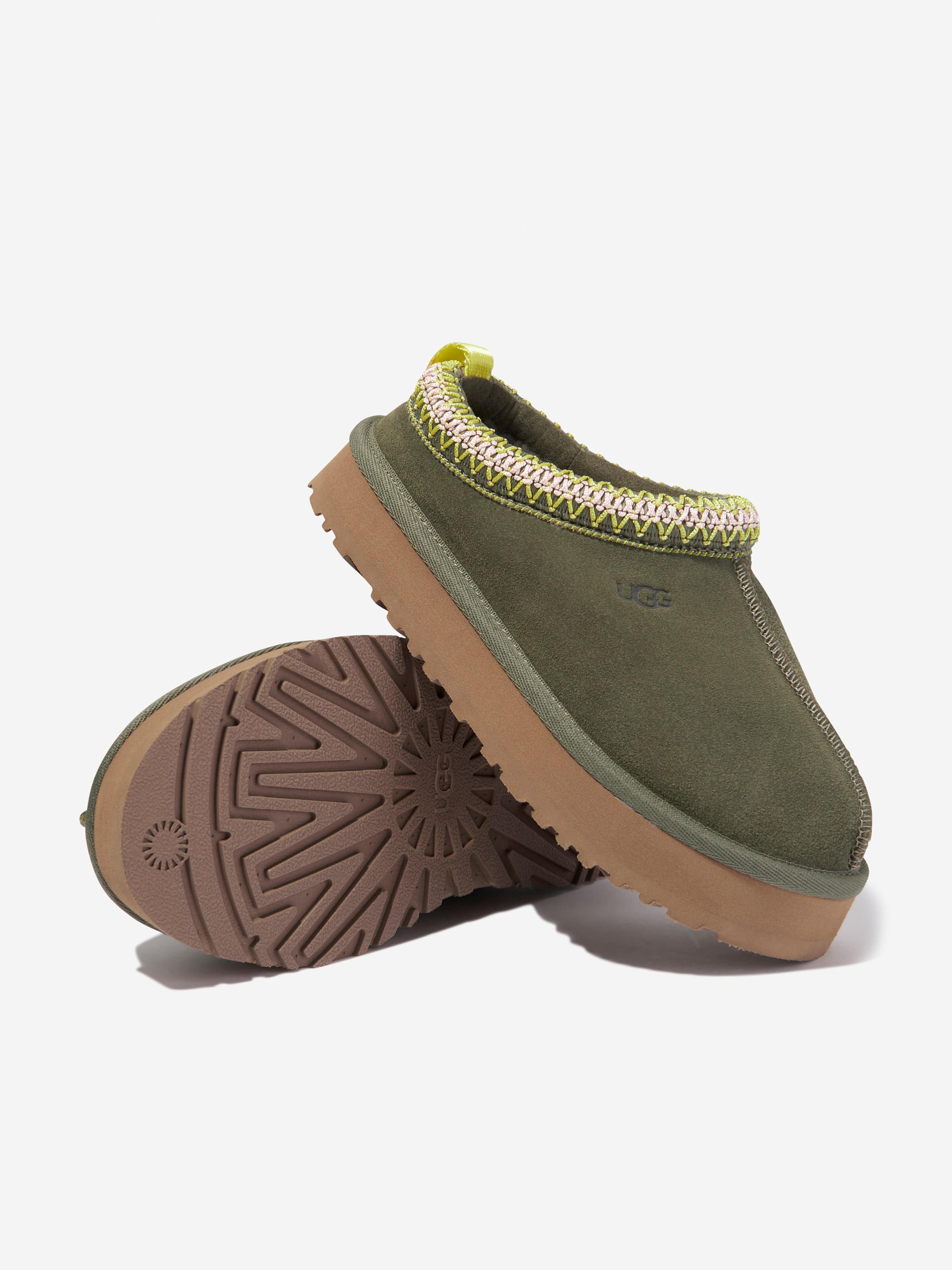 UGG Girls Suede Tazz Slippers in Green