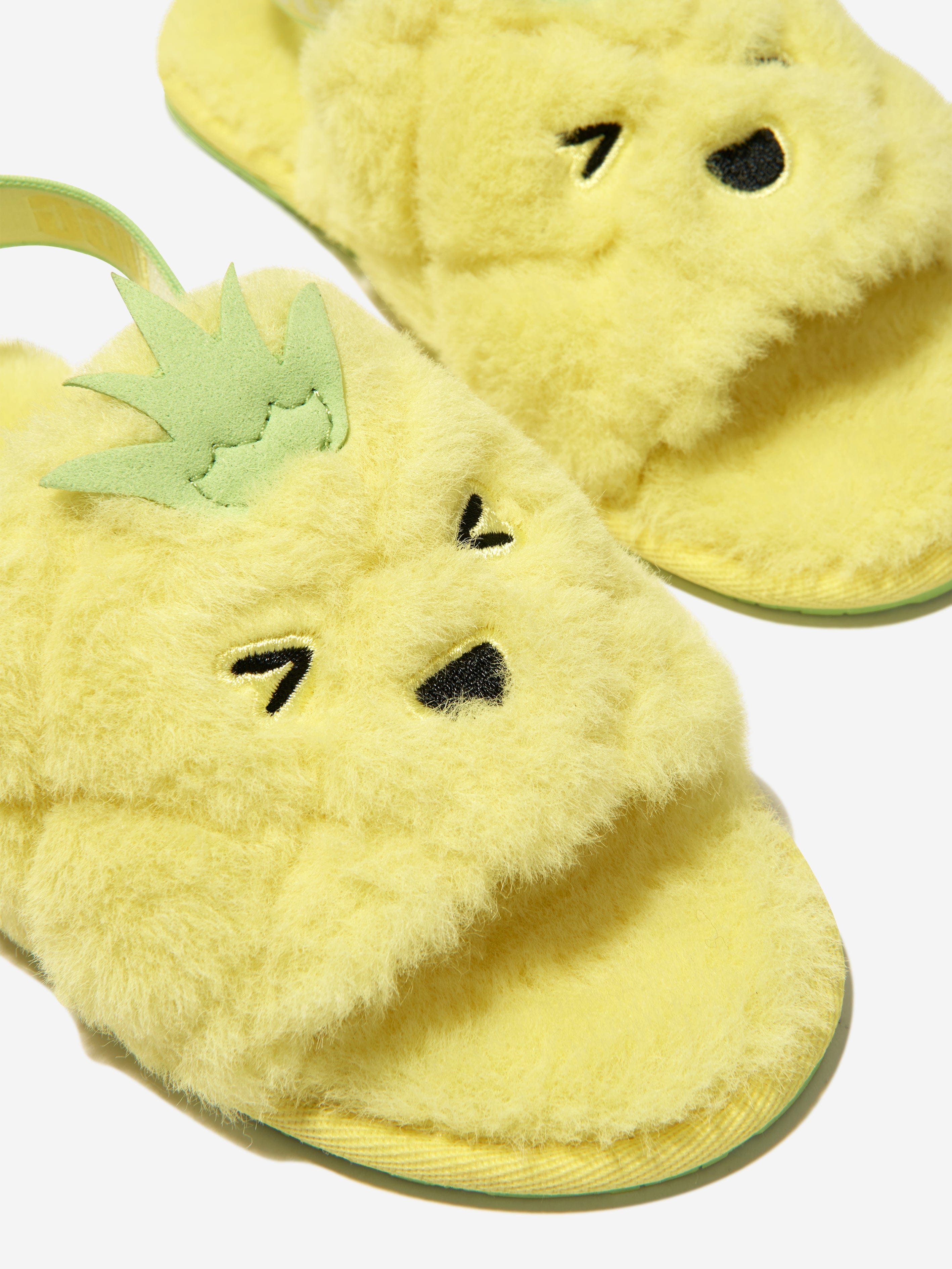 UGG Kids Fluff Yeah Pineapple Stuffie Slippers in Yellow