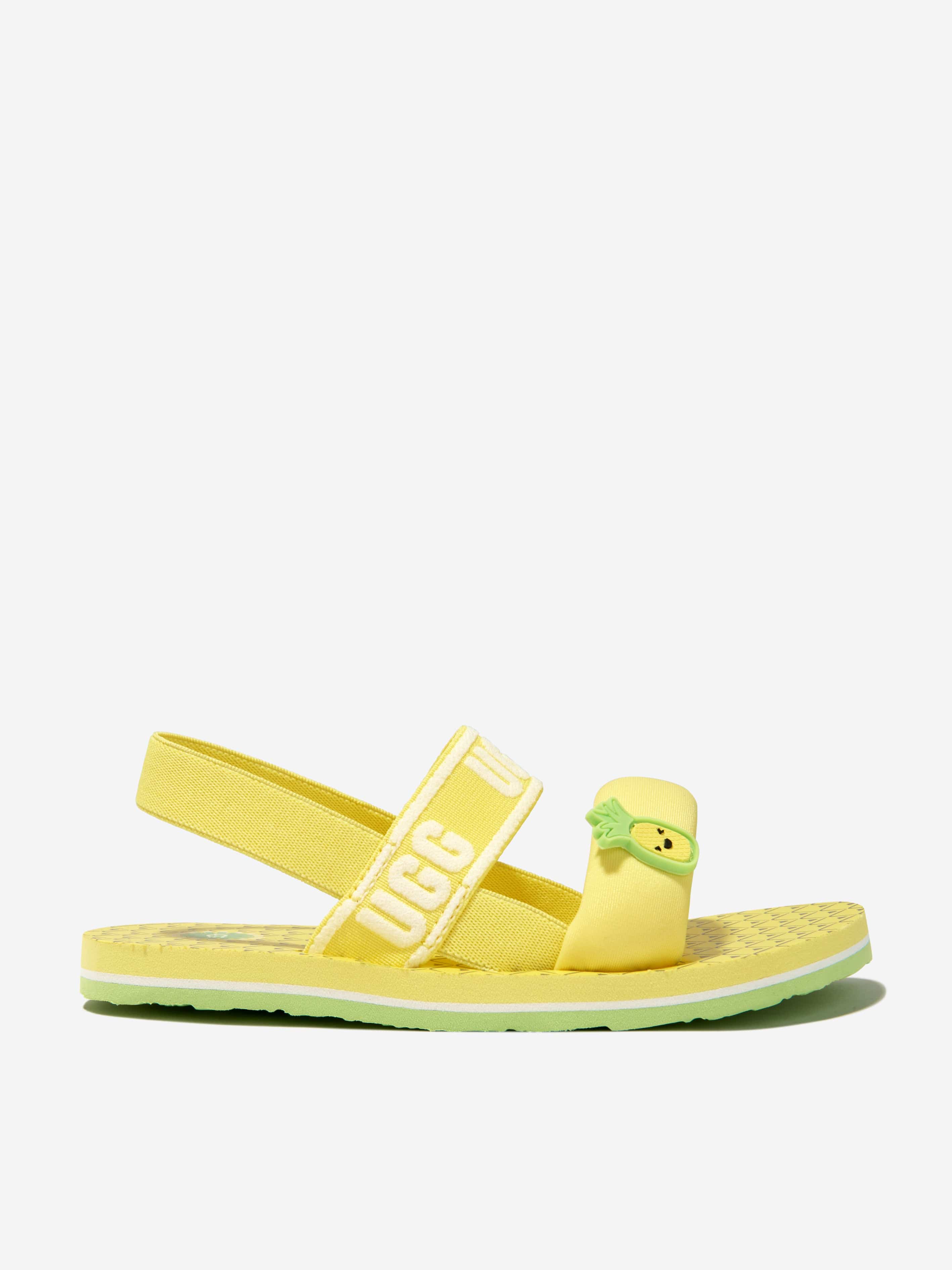 UGG Girls Zuma Sling Pineapple Stuffie Sandals in Yellow