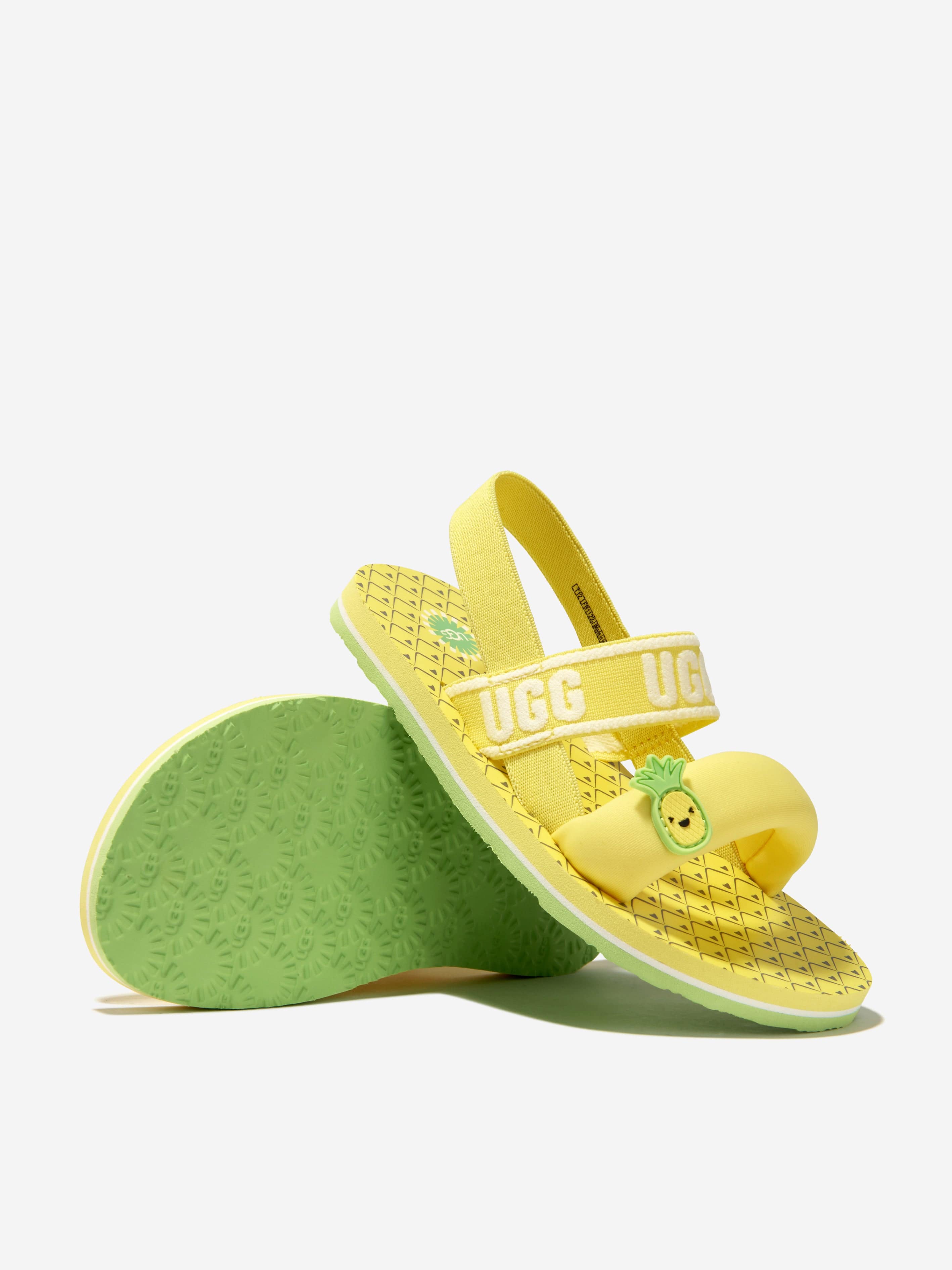 UGG Girls Zuma Sling Pineapple Stuffie Sandals in Yellow