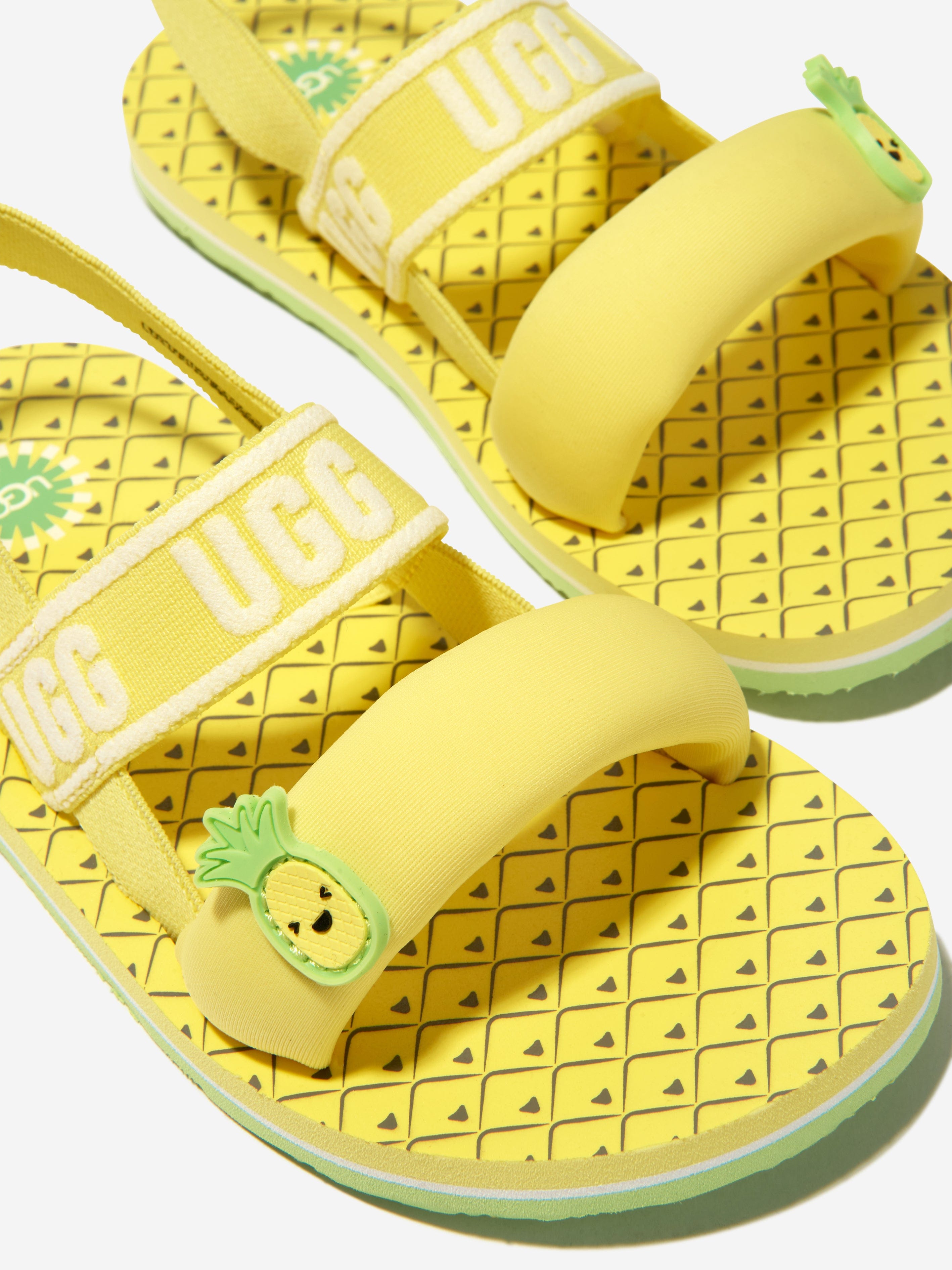 UGG Girls Zuma Sling Pineapple Stuffie Sandals in Yellow