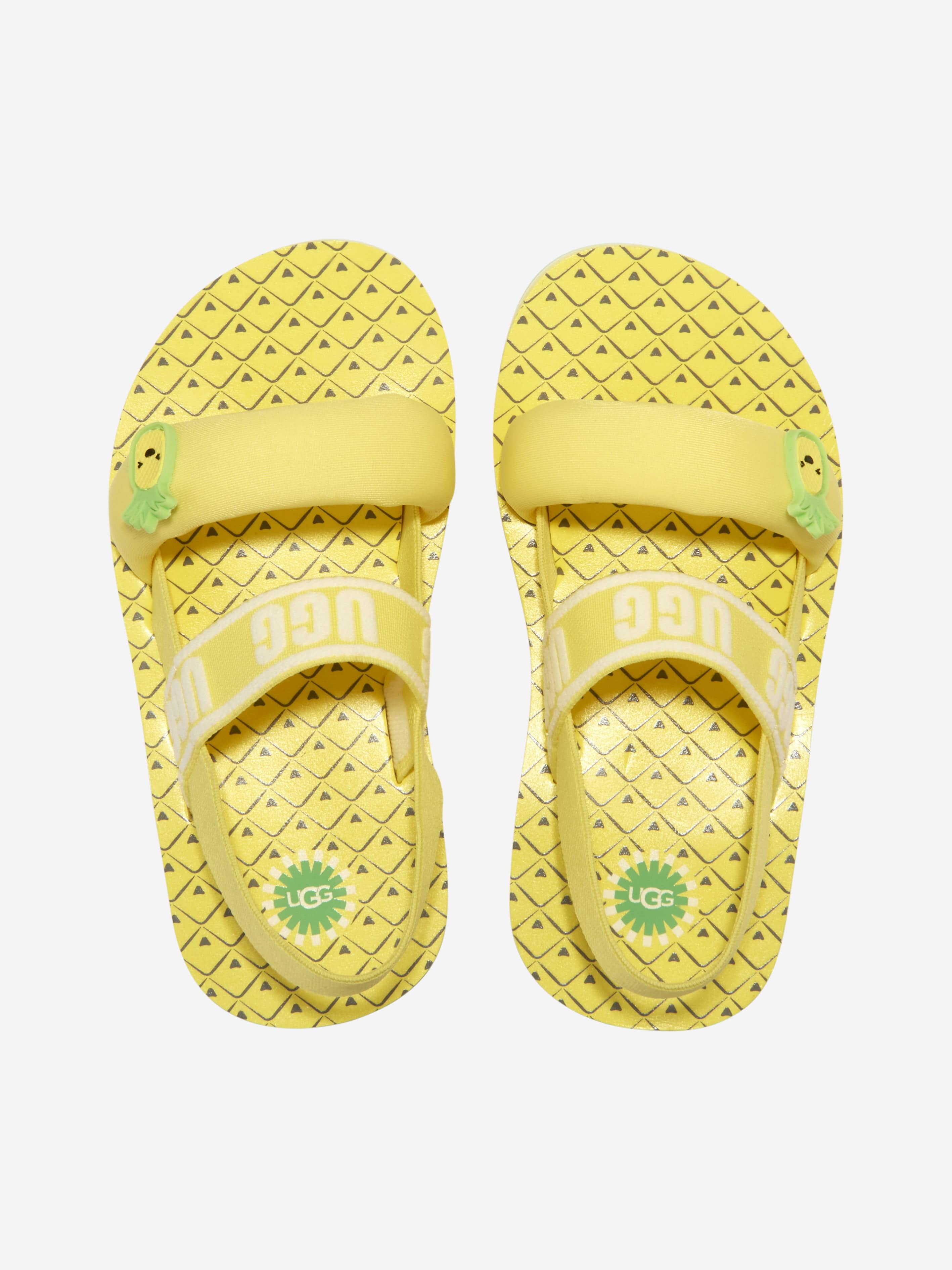 UGG Girls Zuma Sling Pineapple Stuffie Sandals in Yellow