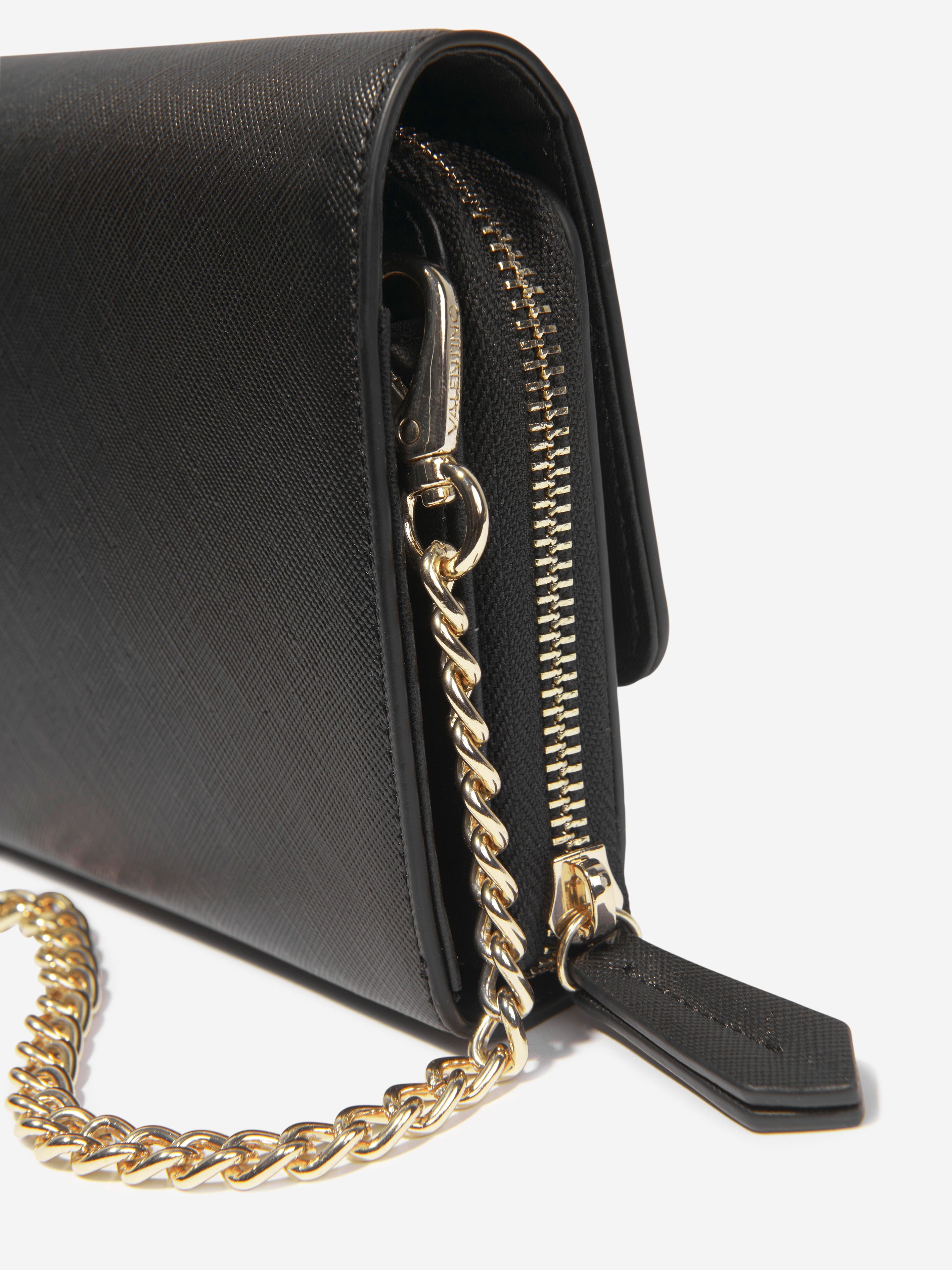 Valentino Girls Zero Wallet With Shoulder Strap in Black (W: 2.5cm)