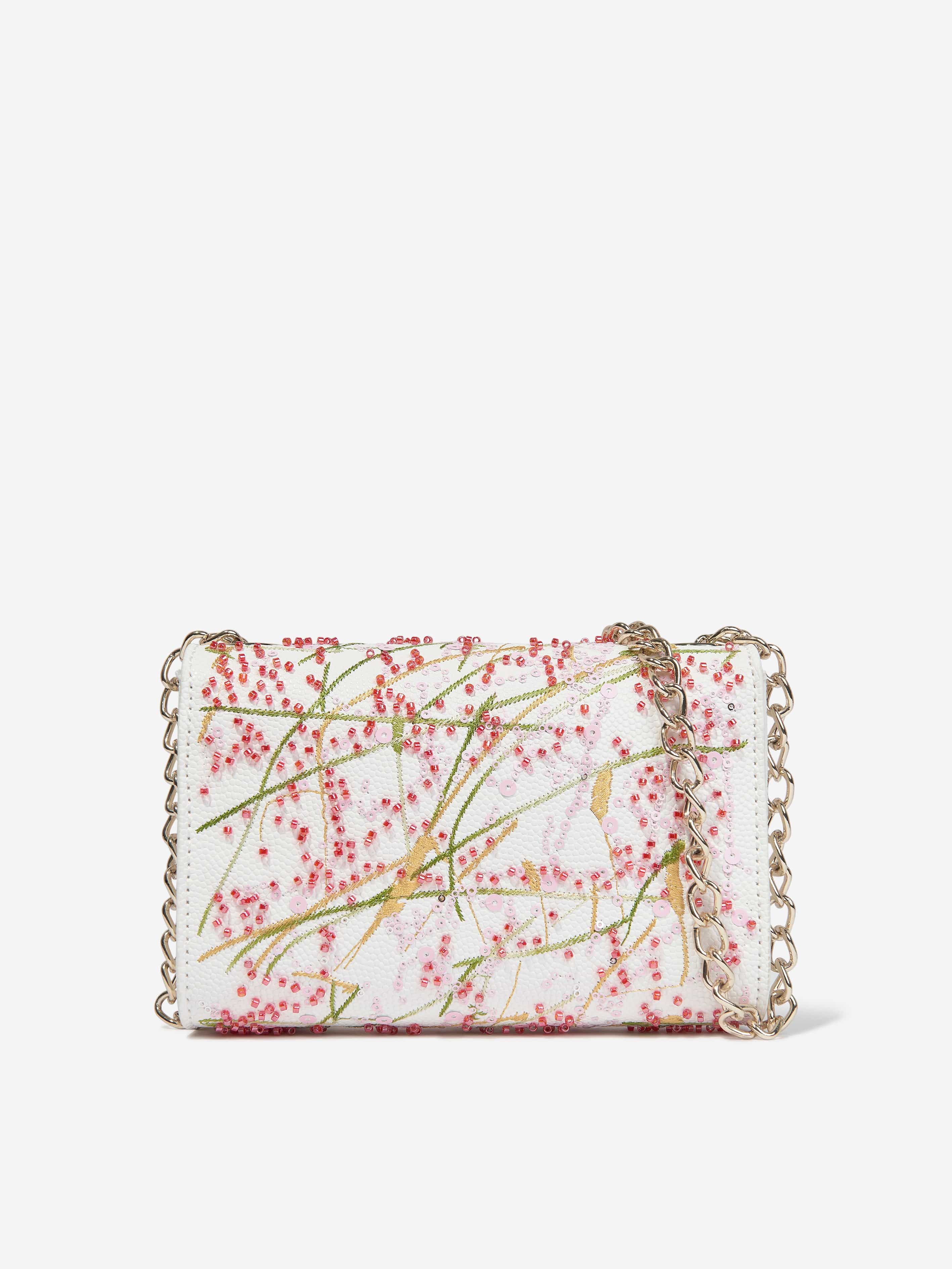 Valentino Girls Divina Embroidery Flap Bag in White (W: 17cm)