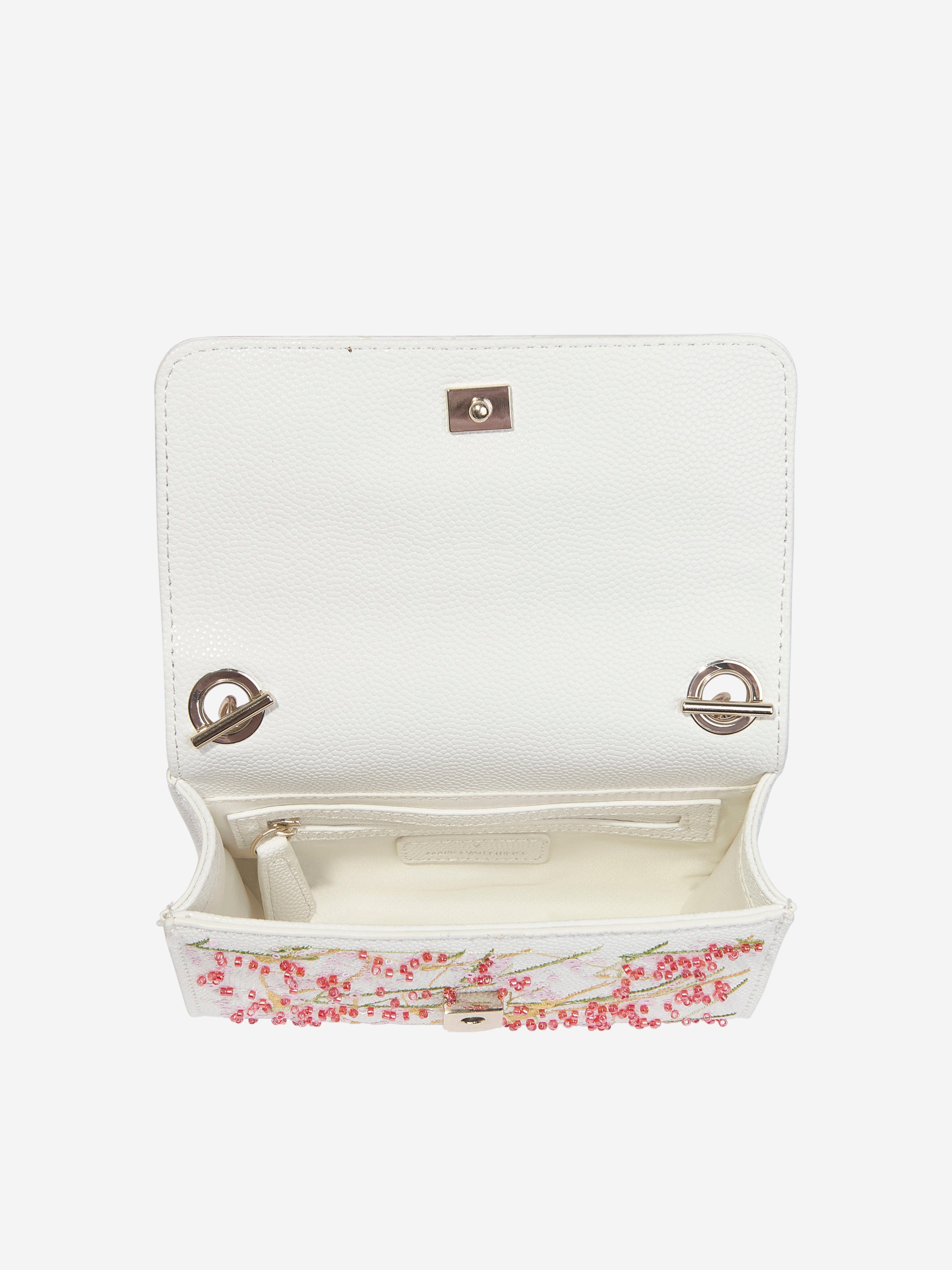 Valentino Girls Divina Embroidery Flap Bag in White (W: 17cm)